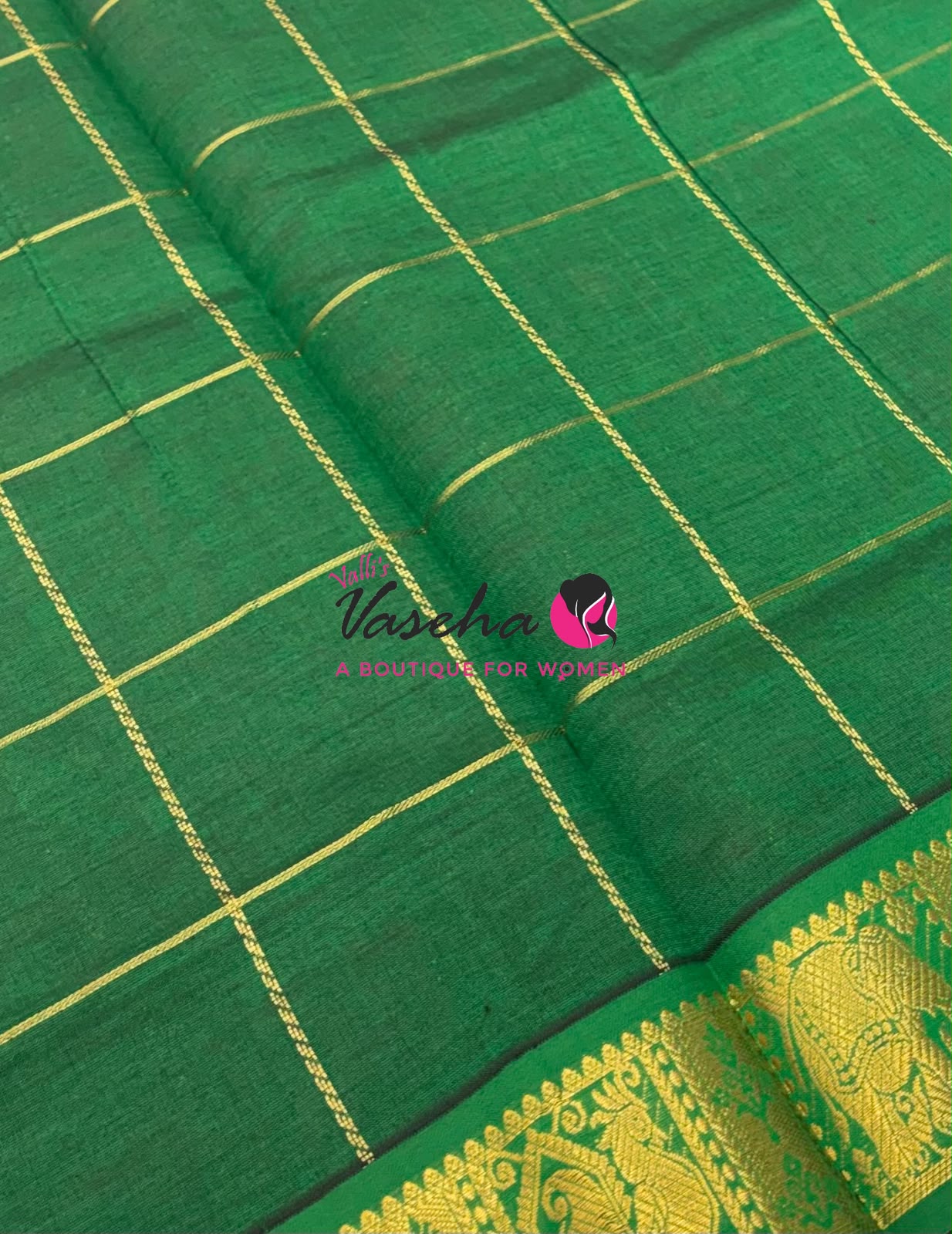 Semi Silk Cotton Saree - Checked Pattern with Butta - VVSSC013