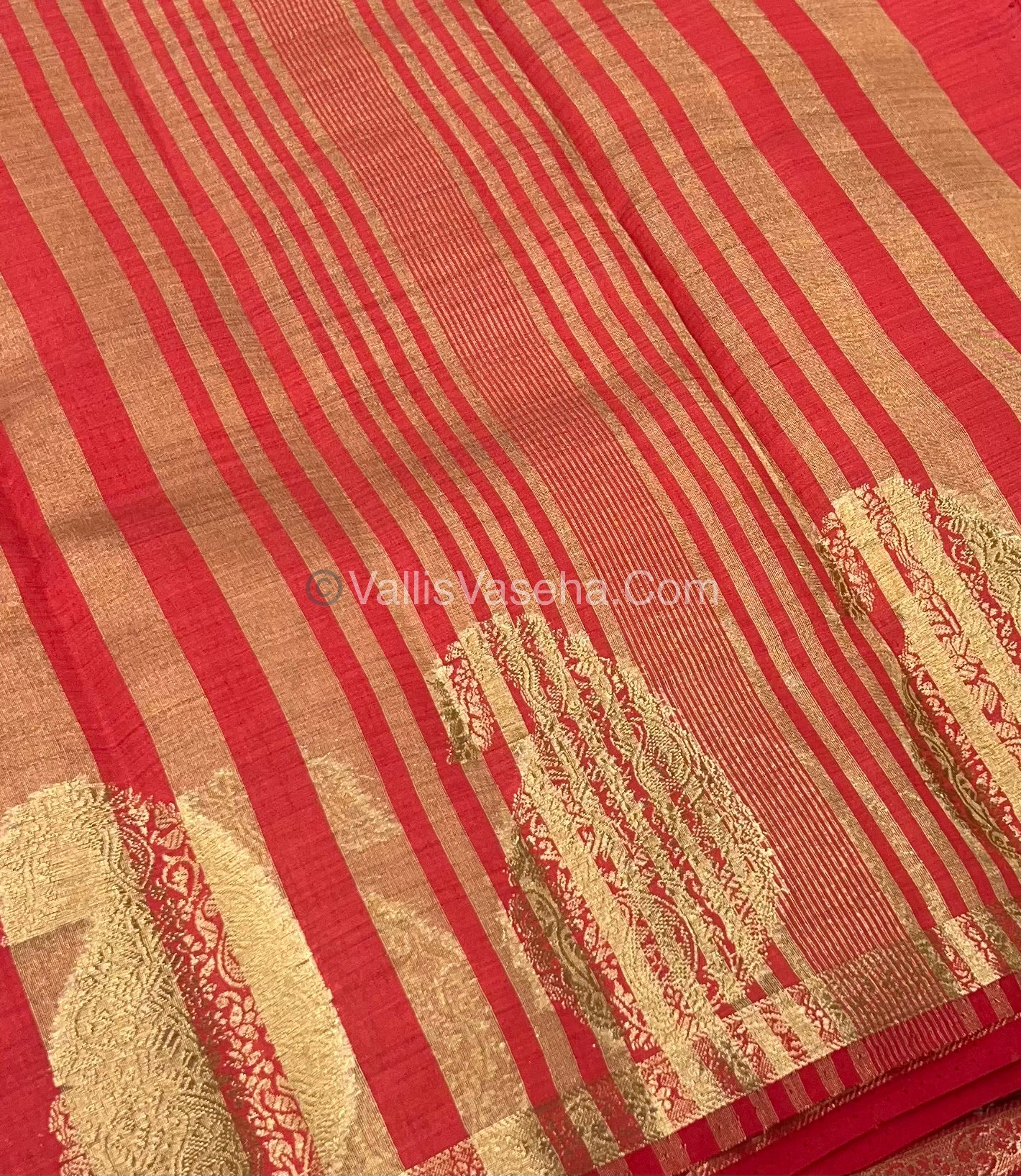 Semi Tussar Silk - Small Mango - Red Shade - VVSTS002