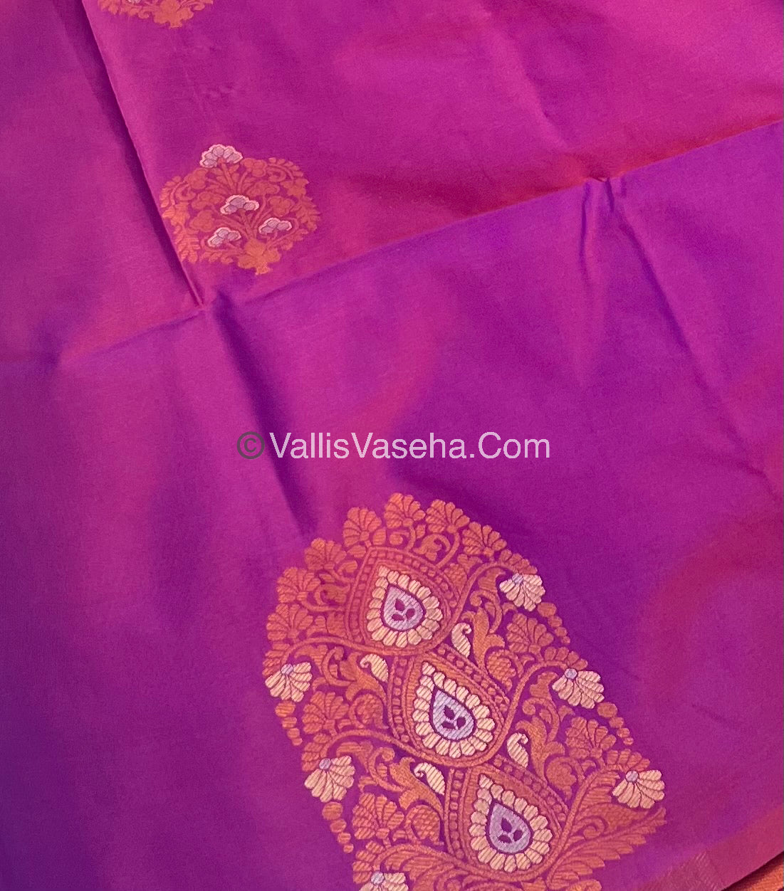 Semi Soft Silk - Border Butta - Purplish Pink Shade -VVSSS010