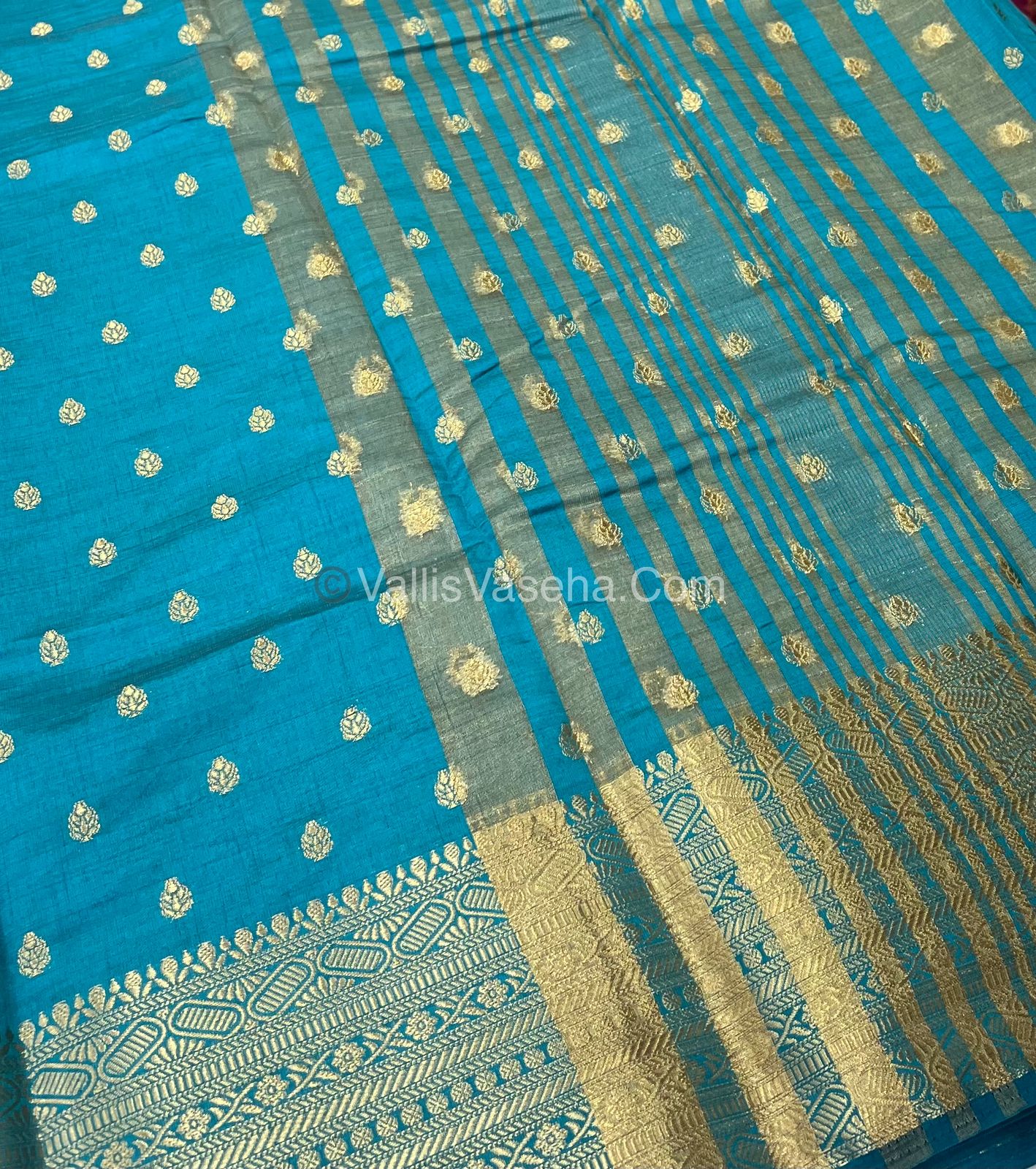 Semi Tussar Silk Saree - Blue Shade - VVSTS008