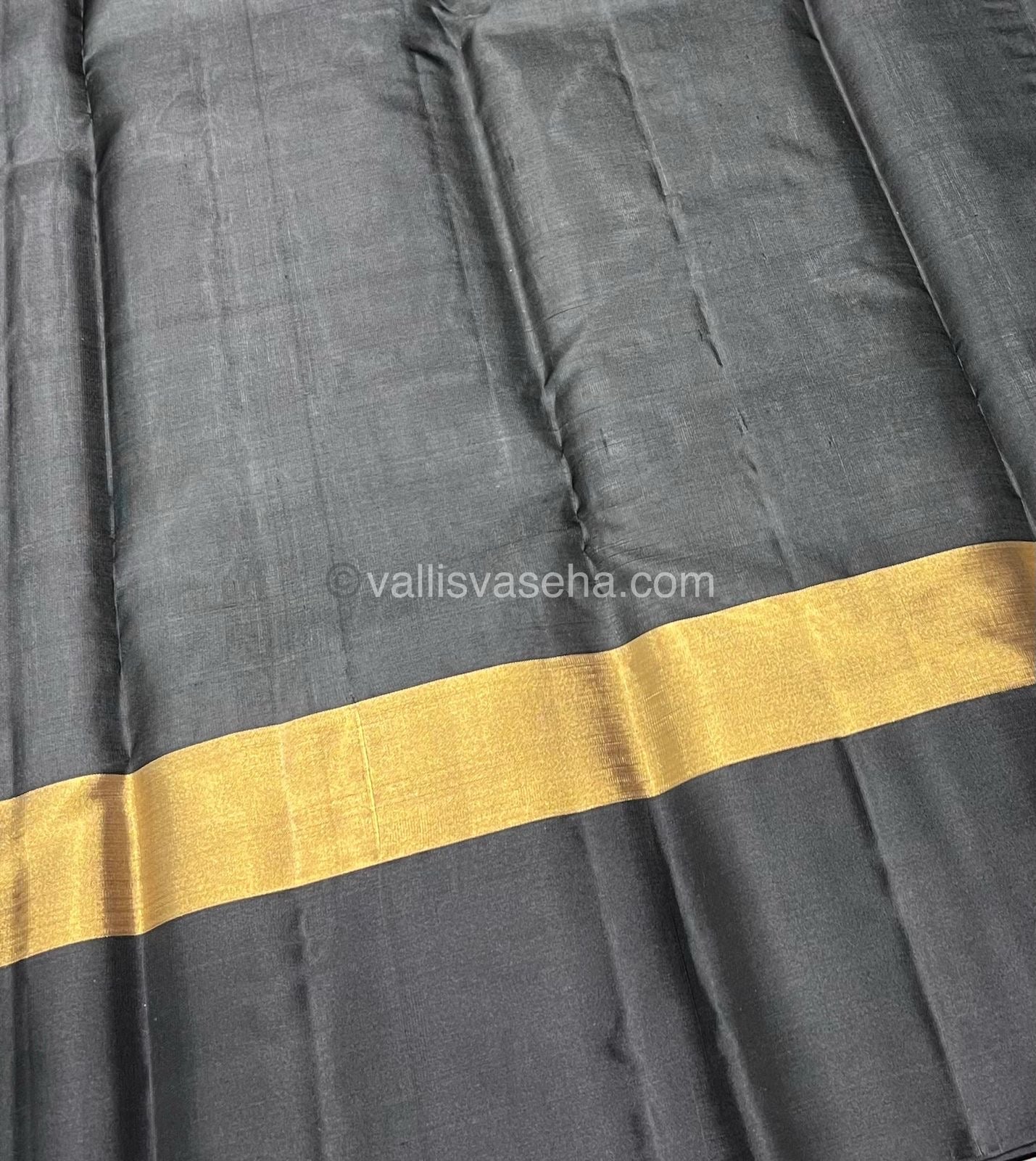 Pure Soft Silk Saree - Half White with Black - VVPSS028