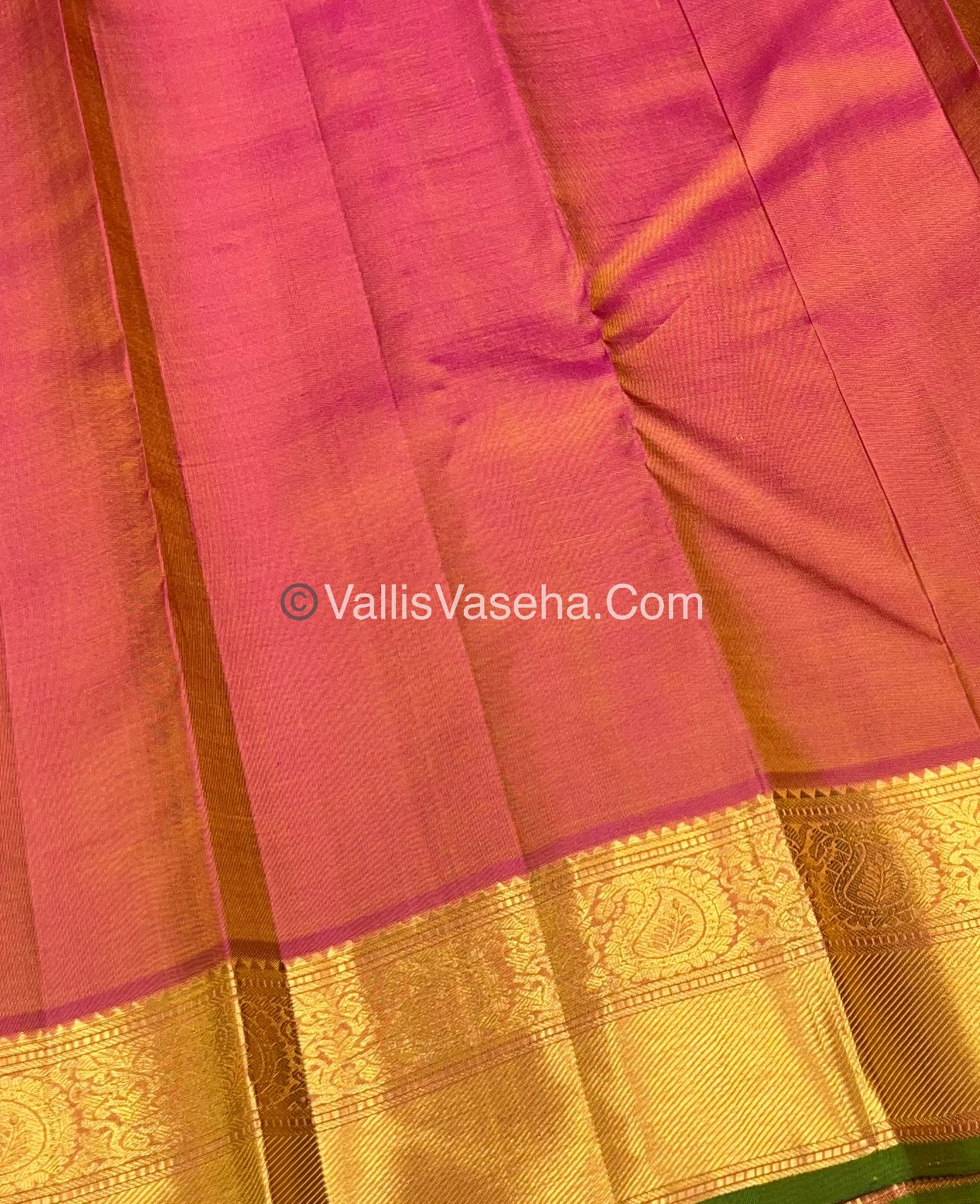 Pure Kanchipuram Silk Saree - Mustard (Vendhayam ) & Double Tone Pink Combo - VVPS014
