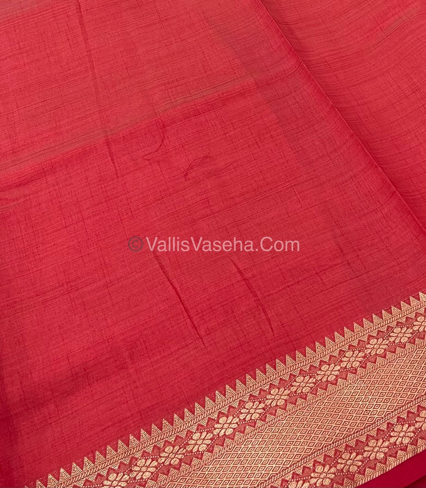 Semi Tussar Silk - Grand Pallu - Red Shade - VVSTS017