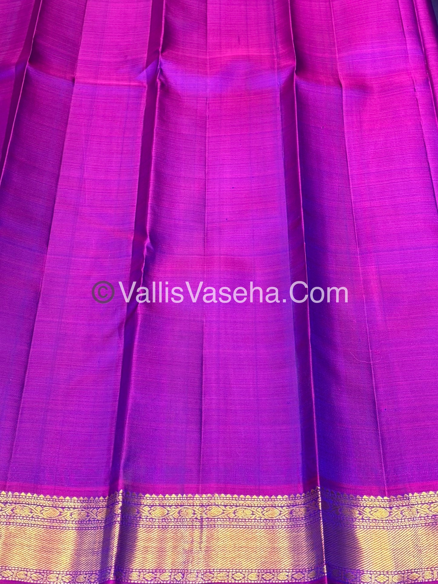 Pure Kanchipuram Silk Saree - Blue & Purple Combo - VVPS025