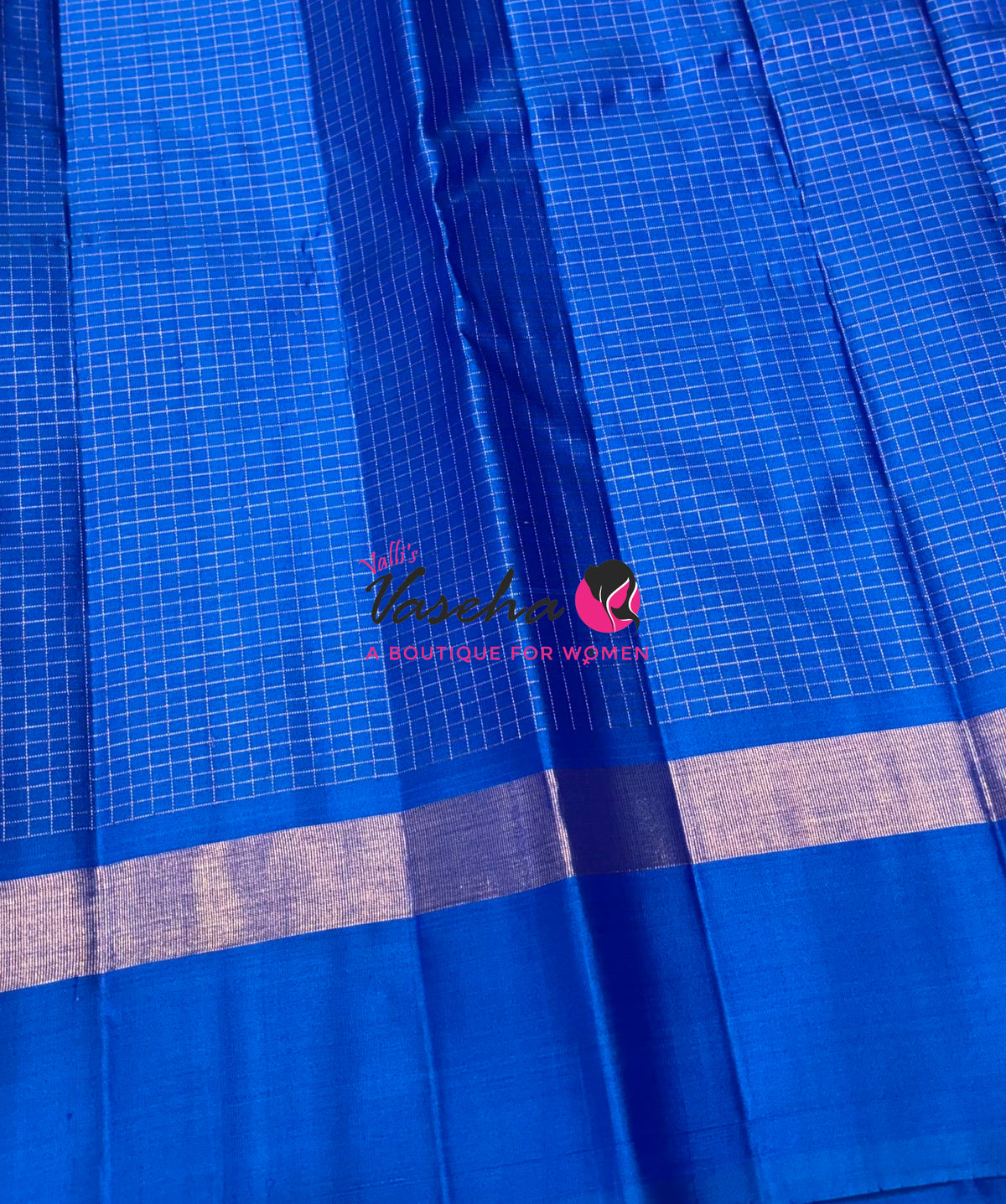 Pure Kanchipuram Silk Saree - Blue Shade - VVPS100