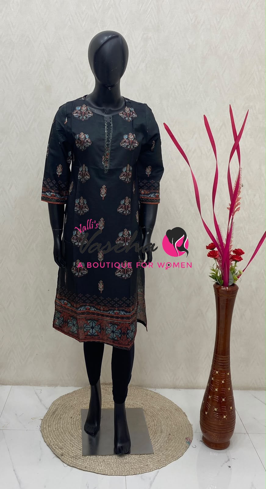 Ready Made - Semi Muslin Silk - Straight Cut Kurti - VVRK009