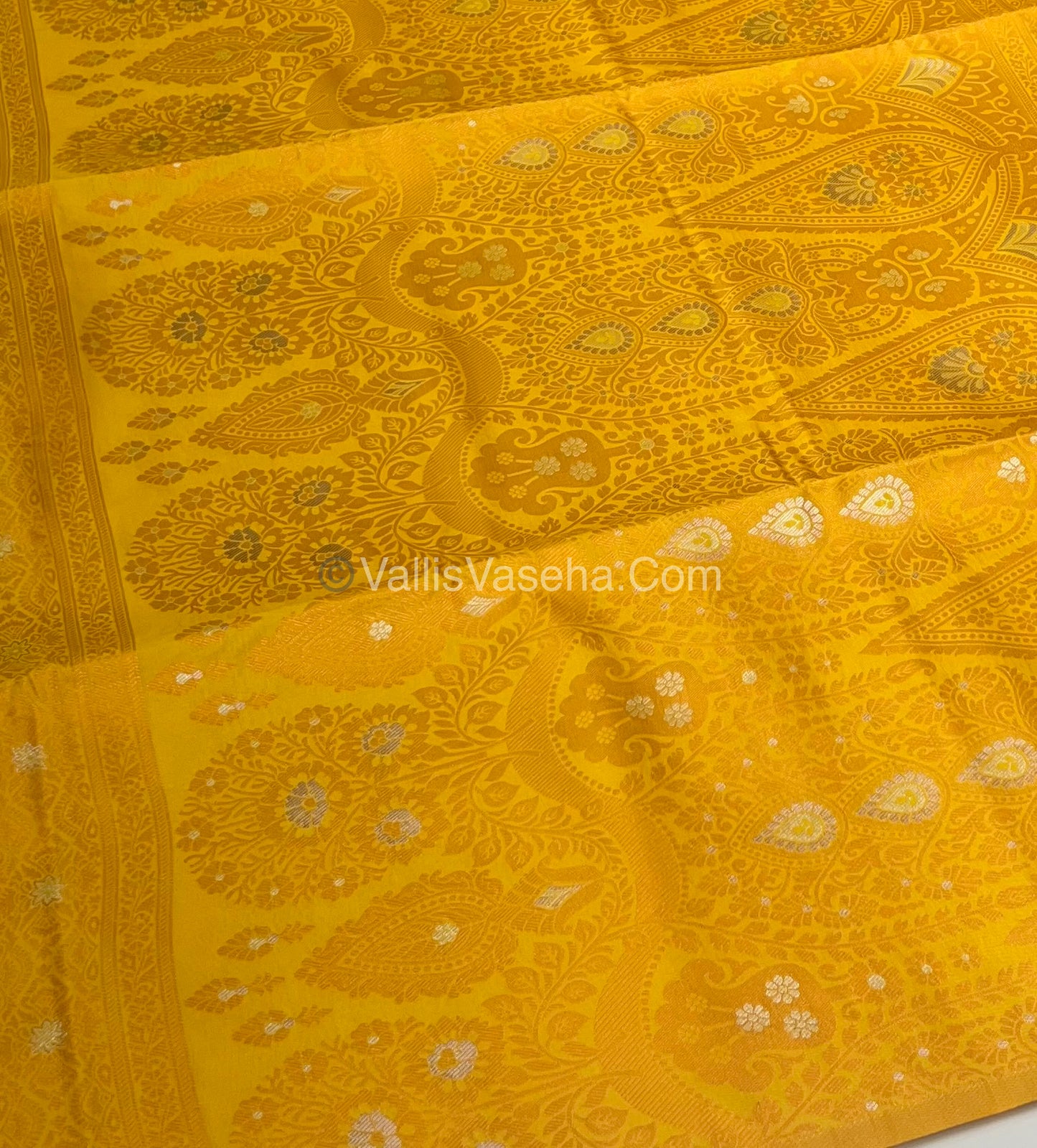 Semi Soft Silk - Border Butta- Yellow Shade -VVSSS010