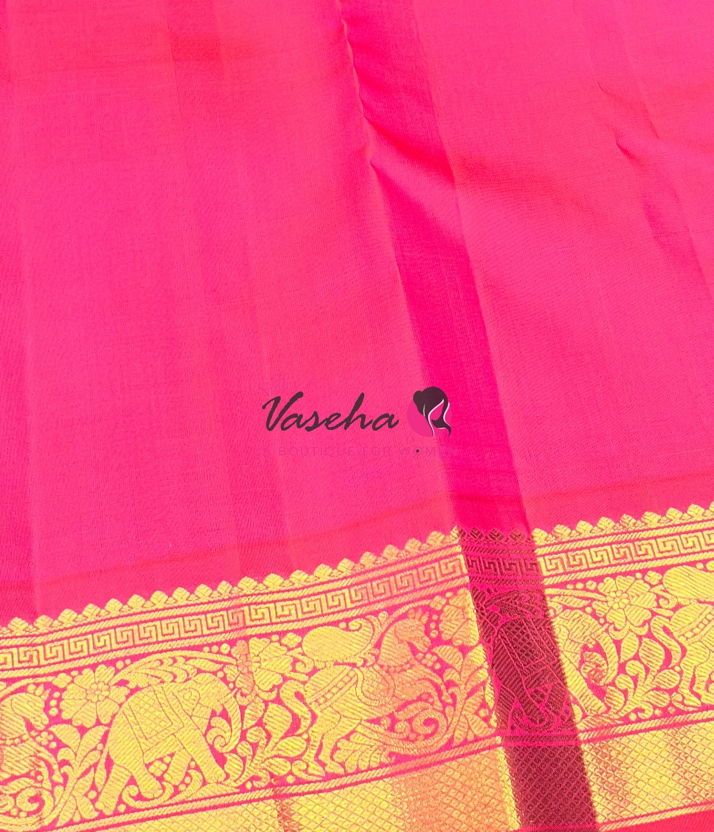Pure Vintage Korvai Kanchipuram Silk Saree - Blue With Peachich Pink - VVPS062