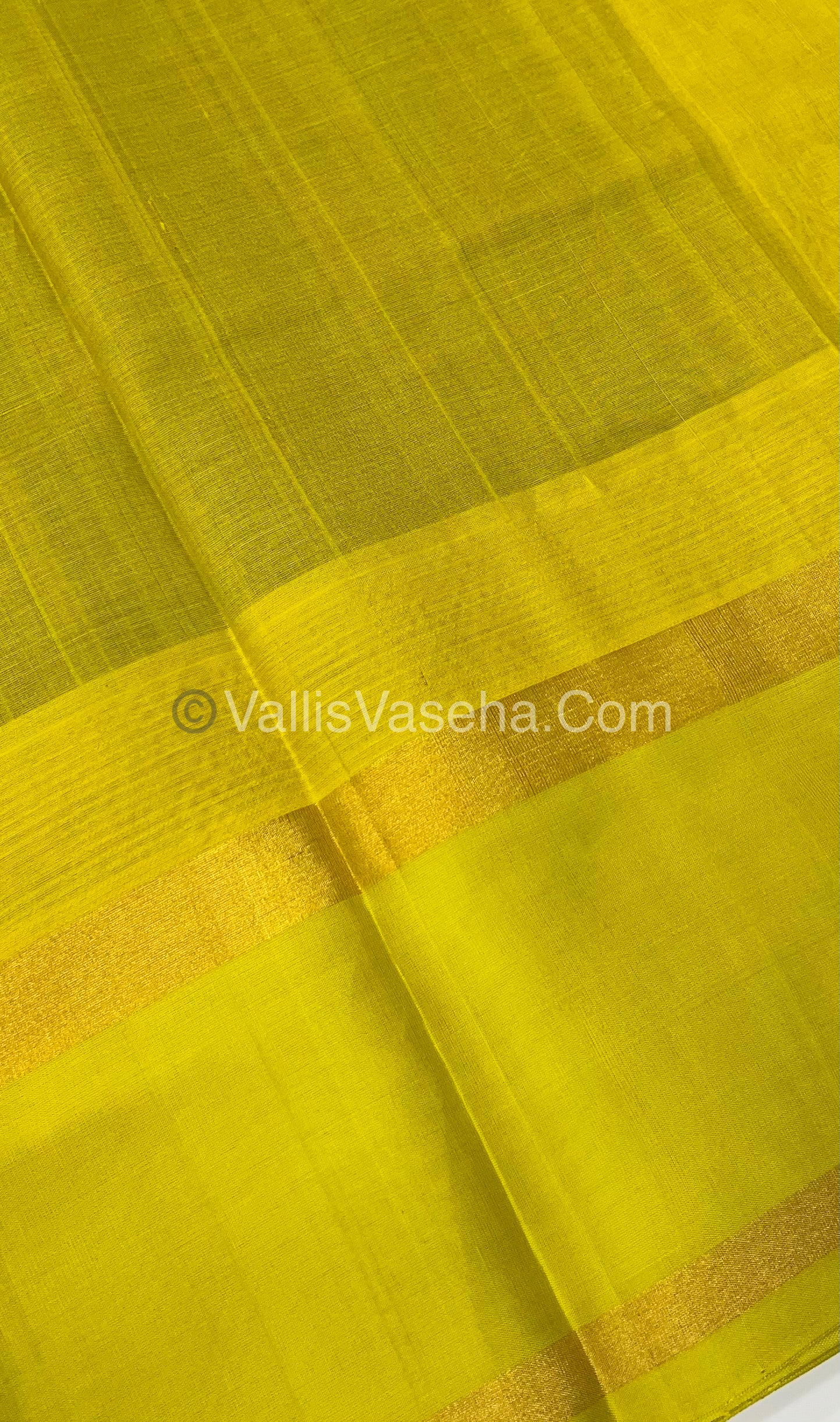 Pure Korvai Silk Cotton Saree - Border Elephant butta Design Blue With Yellow - VVKSC018