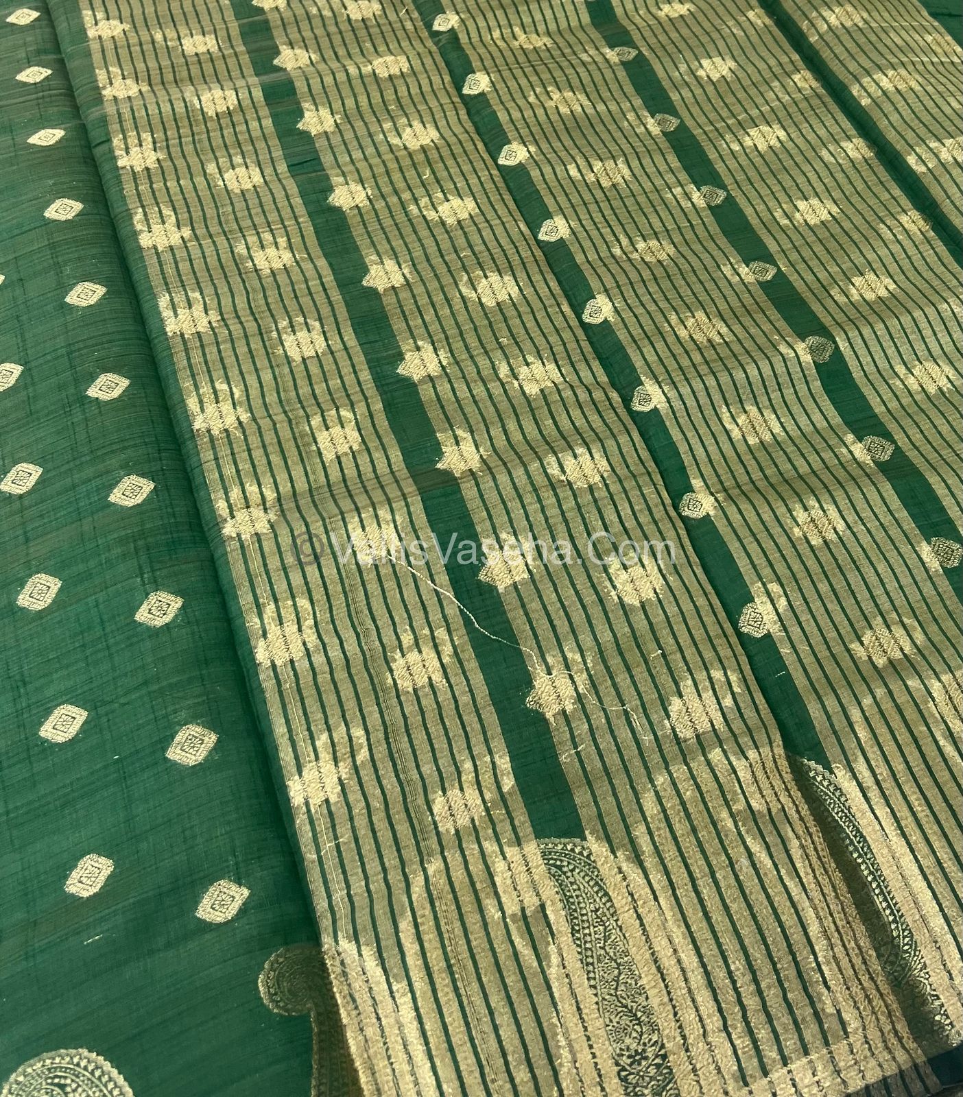 Semi Tussar Silk Saree - Dark Green shade - VVSTS010