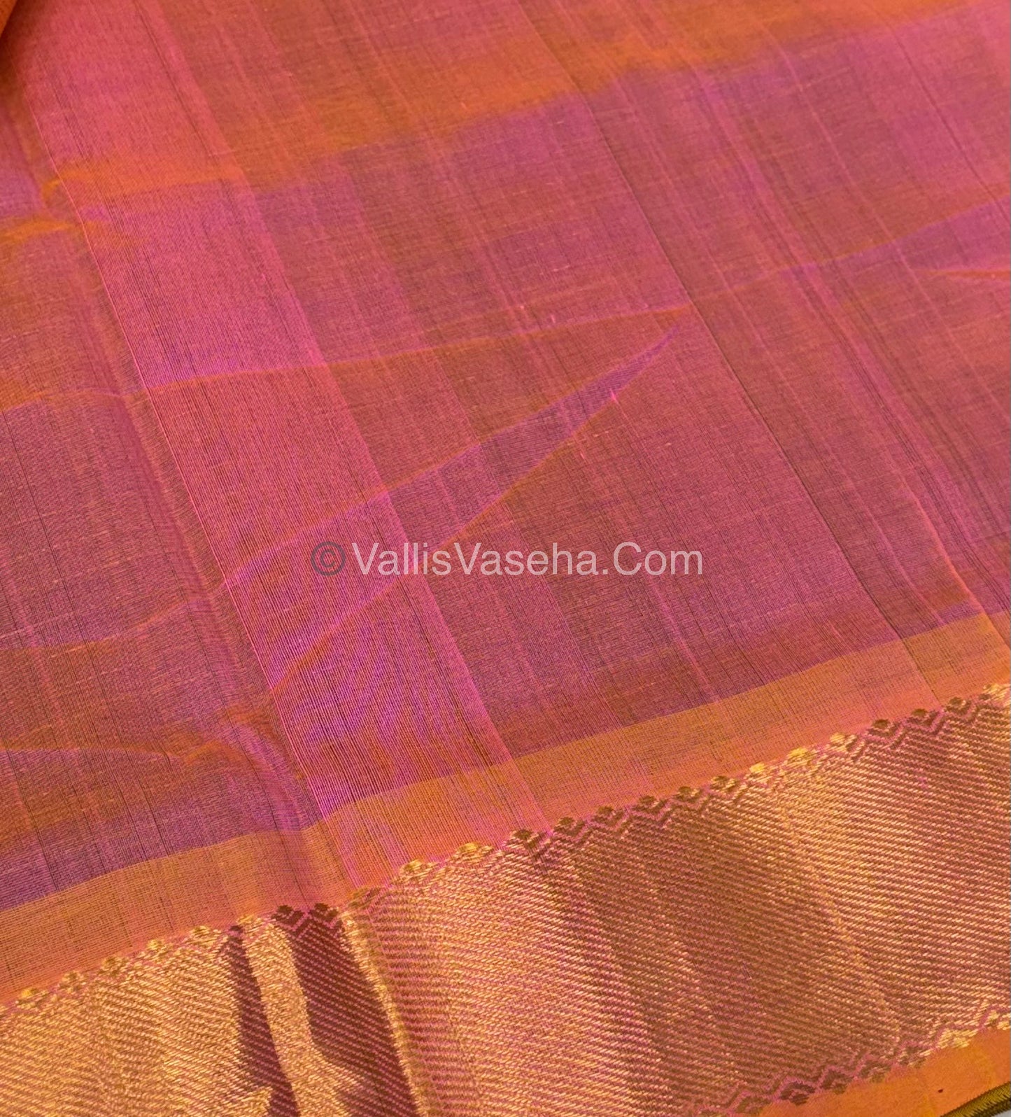 Pure Silk Cotton Saree - Mayil & Chakkaram Design - Blue With Pink Shade - VVMC002