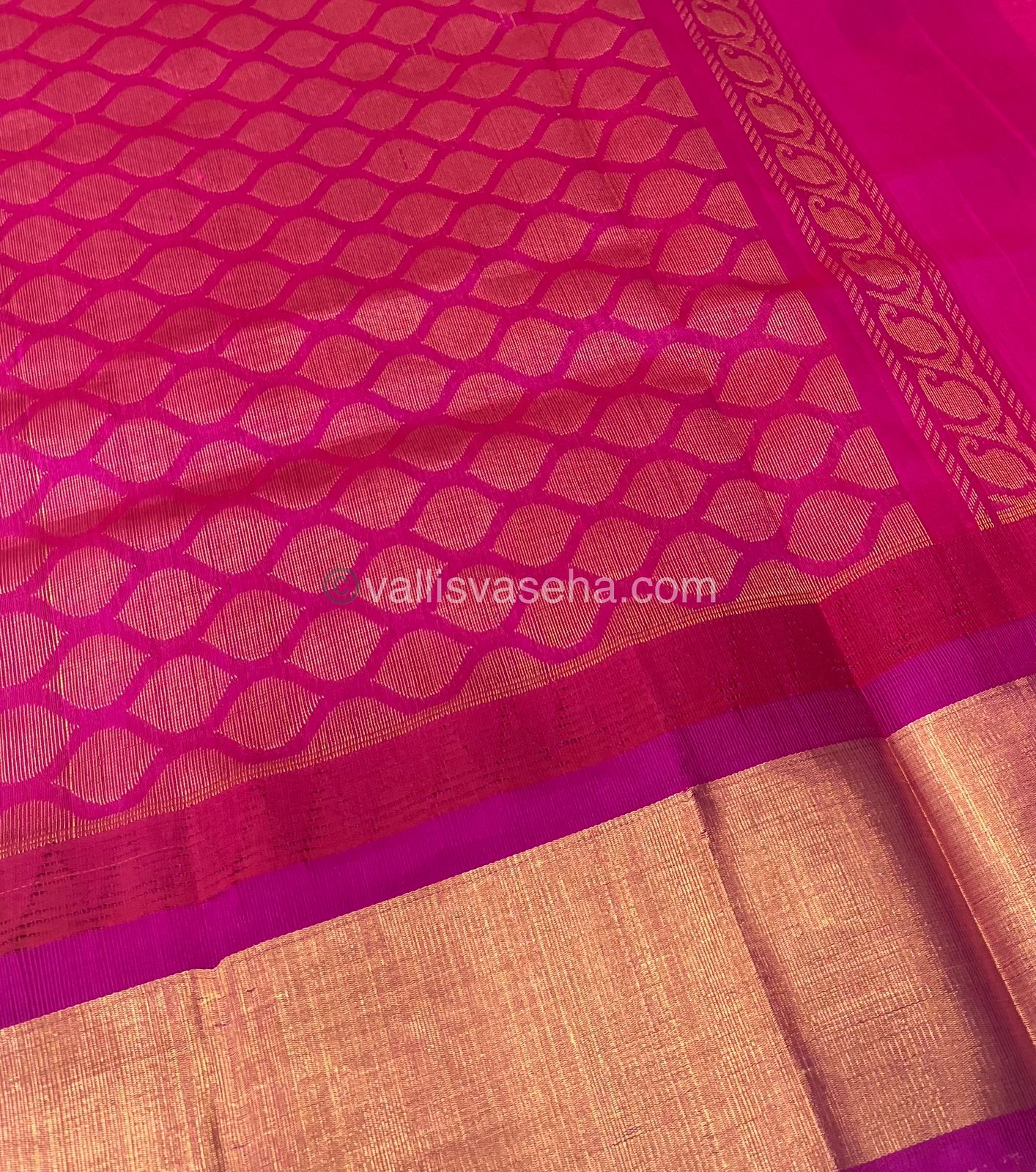 Pure Korvai Silk Cotton Saree - Yellow With Blue Shade Temple border - VVKSC001