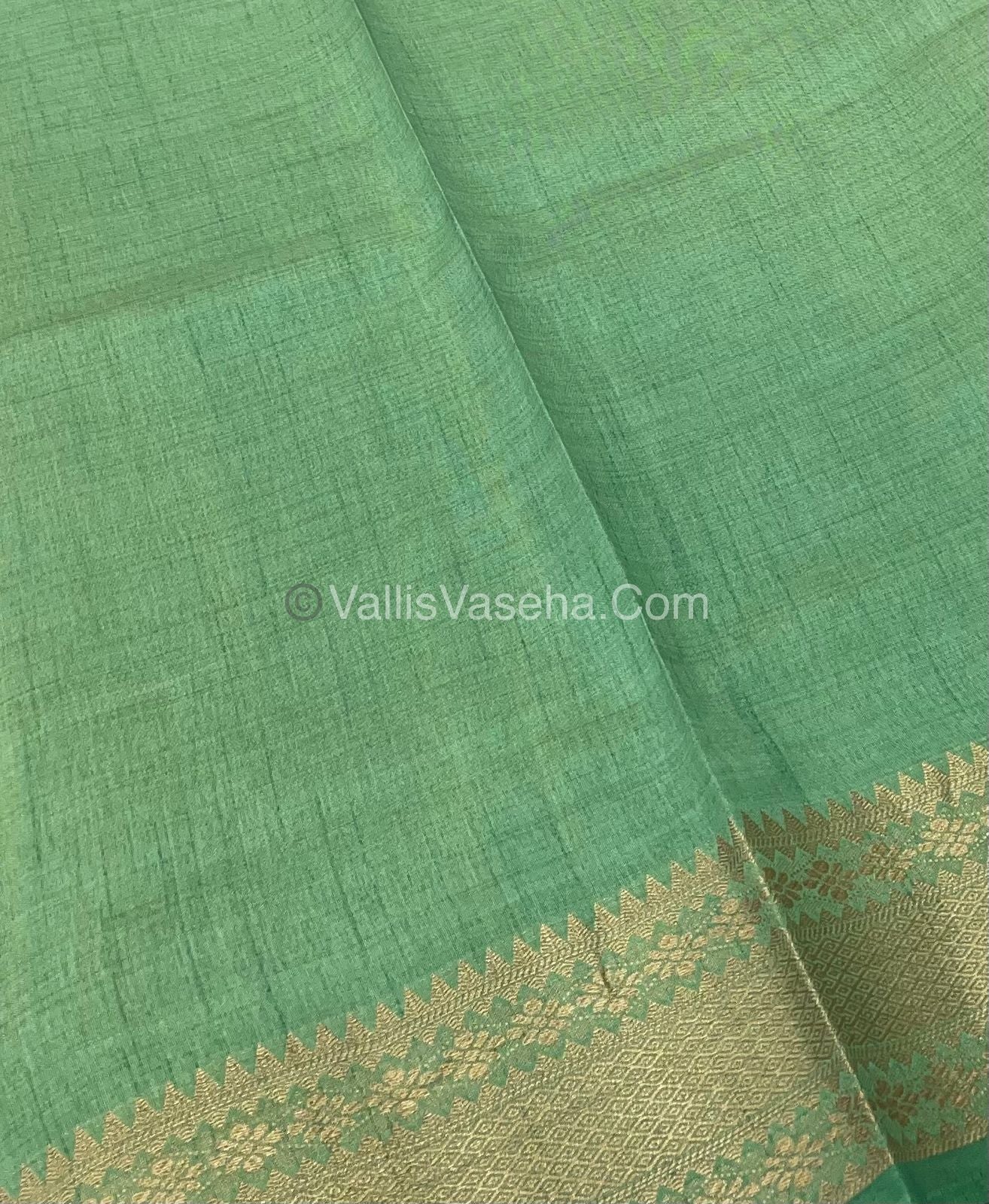 Semi Tussar Silk - Grand Pallu  - Pastel Green Shade - VVSTS017