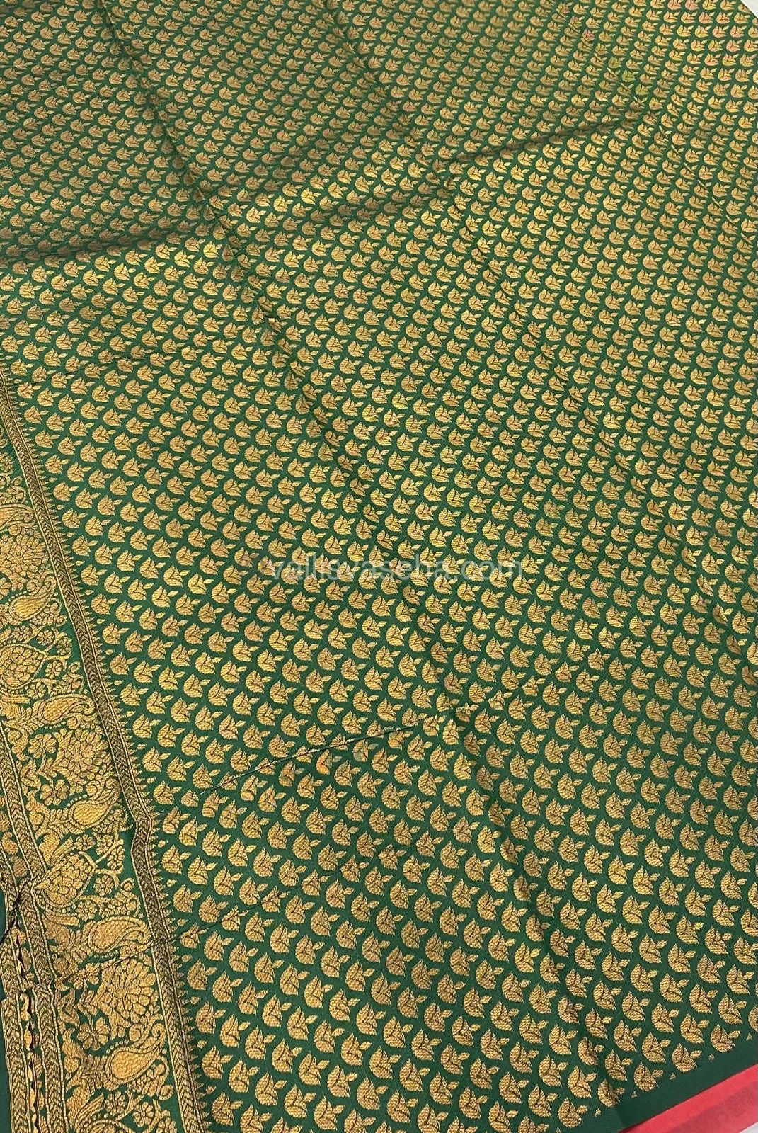 Kanchi Semi Silk - Red with Green - VVKSS001