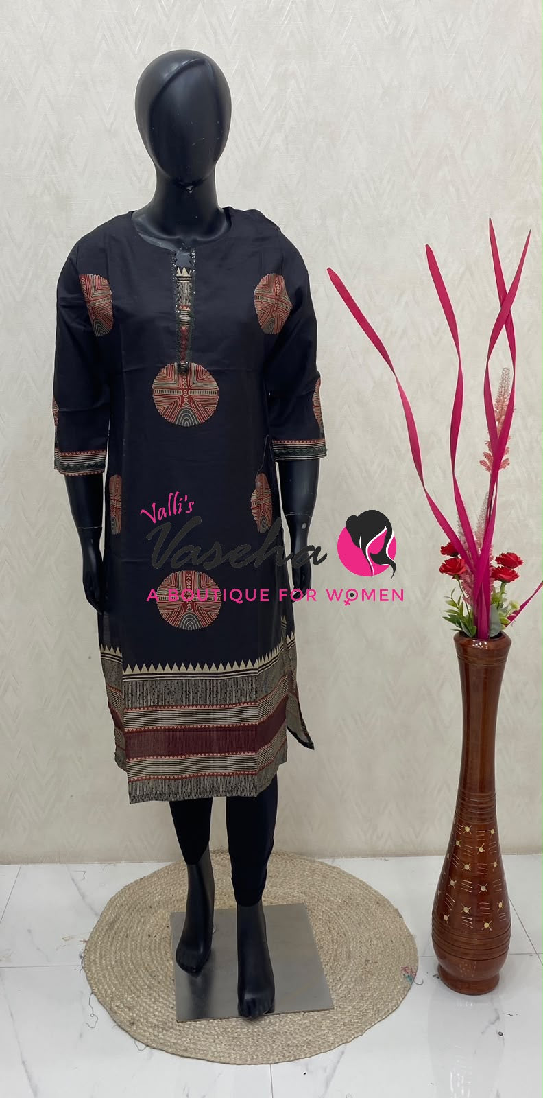 Ready Made - Semi Muslin Silk - Straight Cut Kurti - VVRK009