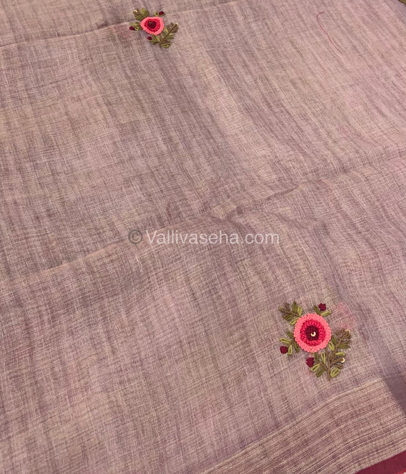 French Knot - Tissue Saree - Onion Pink Shade - VVLFN001