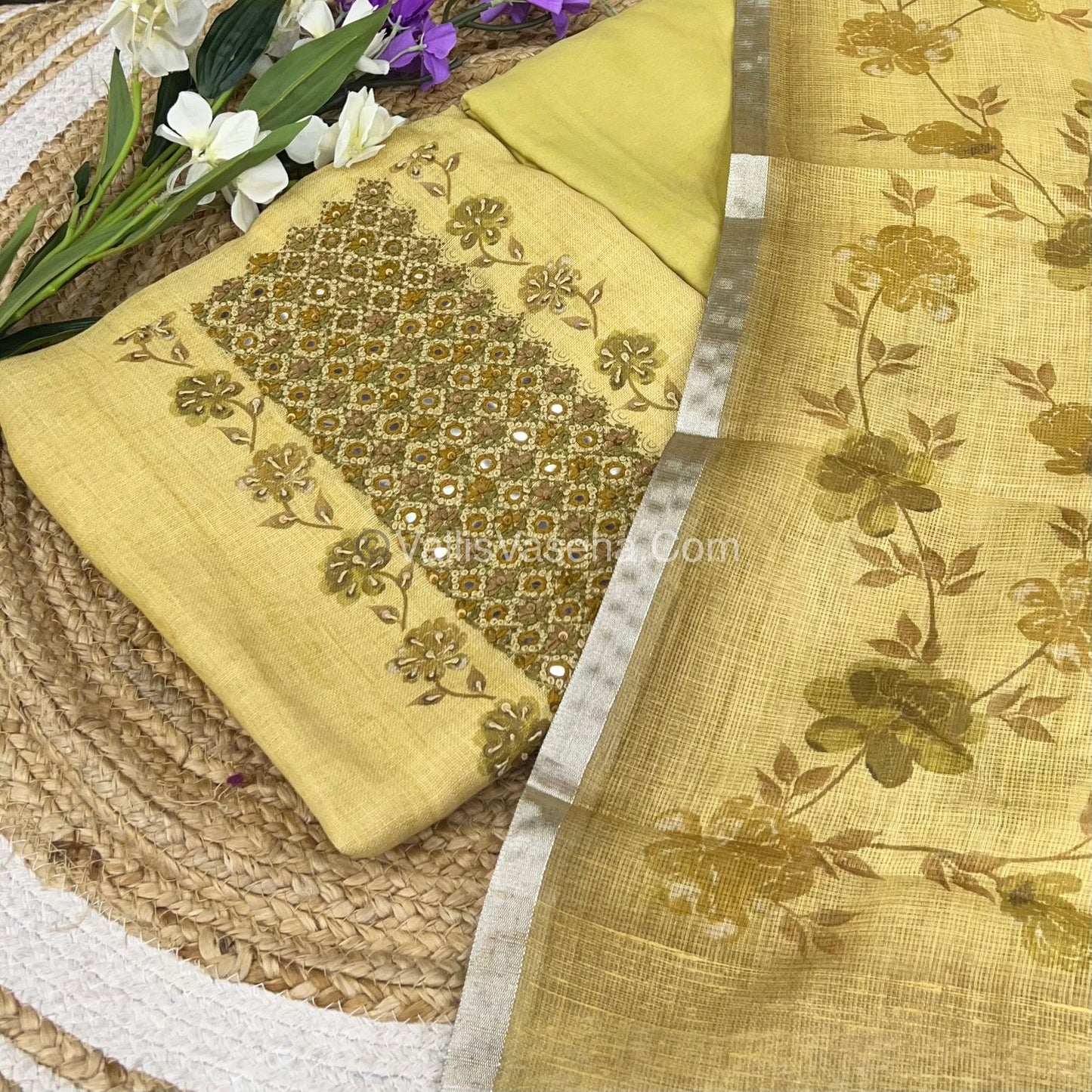 Tissue Linen Salwar Material | VVUSM007