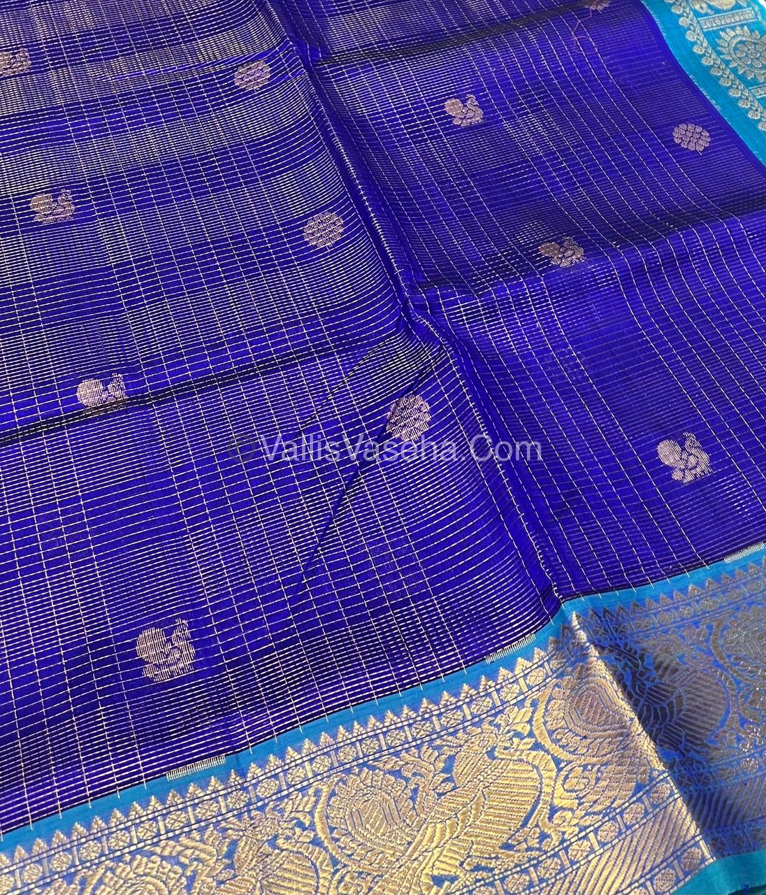 Pure Silk Cotton Saree - Vairavoosi checks - Mayil & Chakkaram - VVMCV002