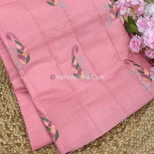 Butter Silk - Light Peachish pink & Purple Combo - VVBS002
