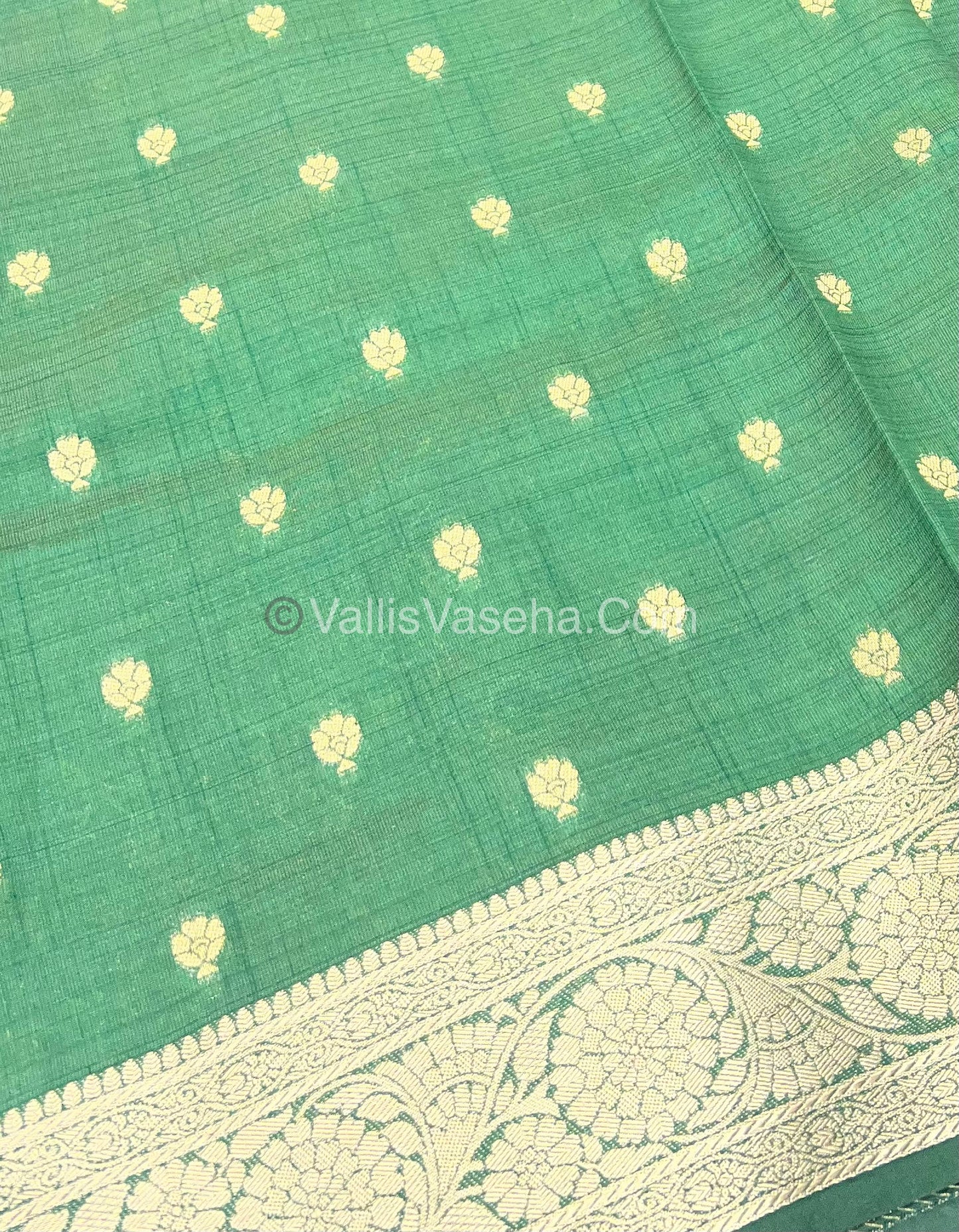 Semi Tussar Silk - Grand Pallu - Green Shade - VVSTS029
