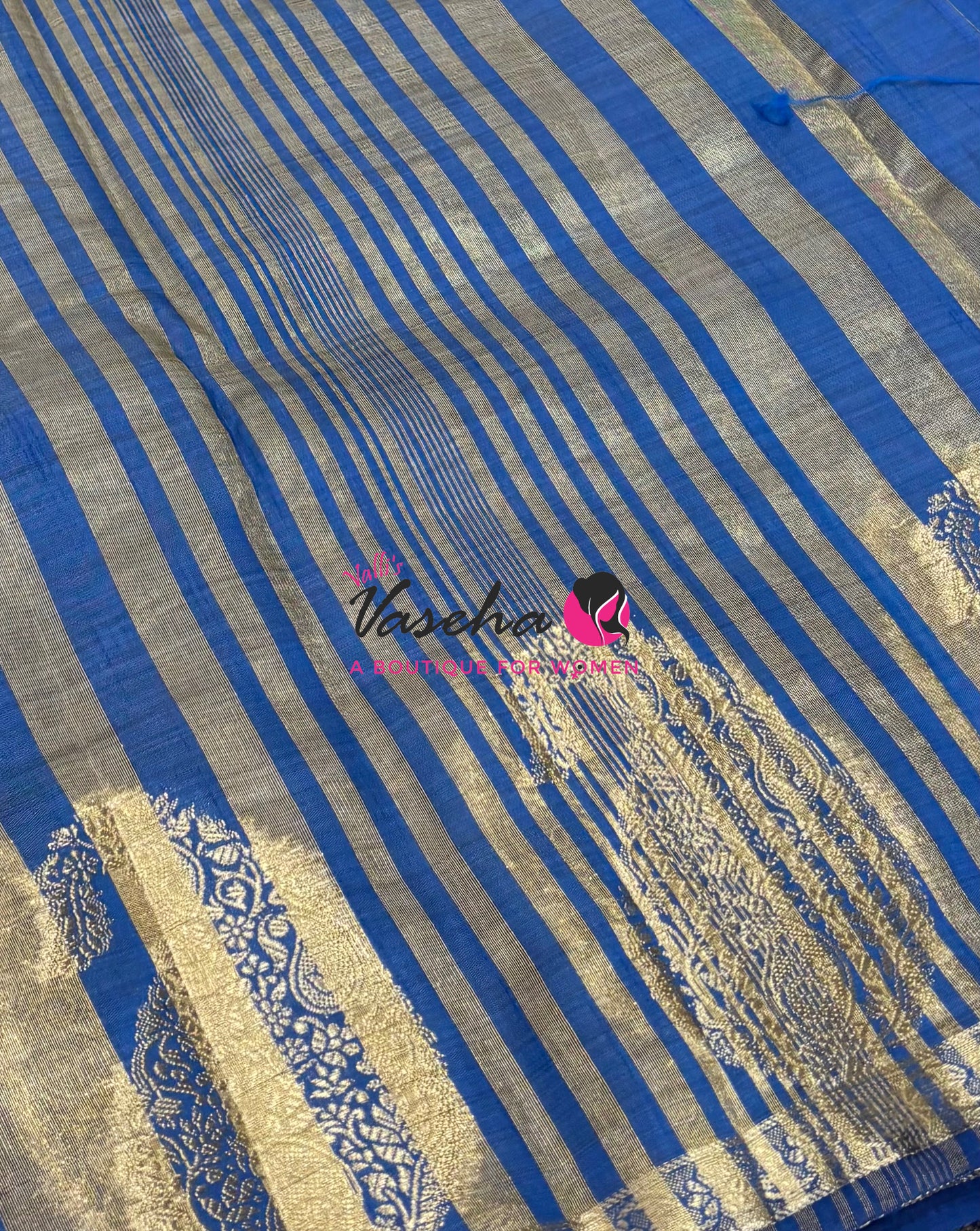 Semi Tussar Silk - Small Mango - Ramar Blue Shade - VVSTS002