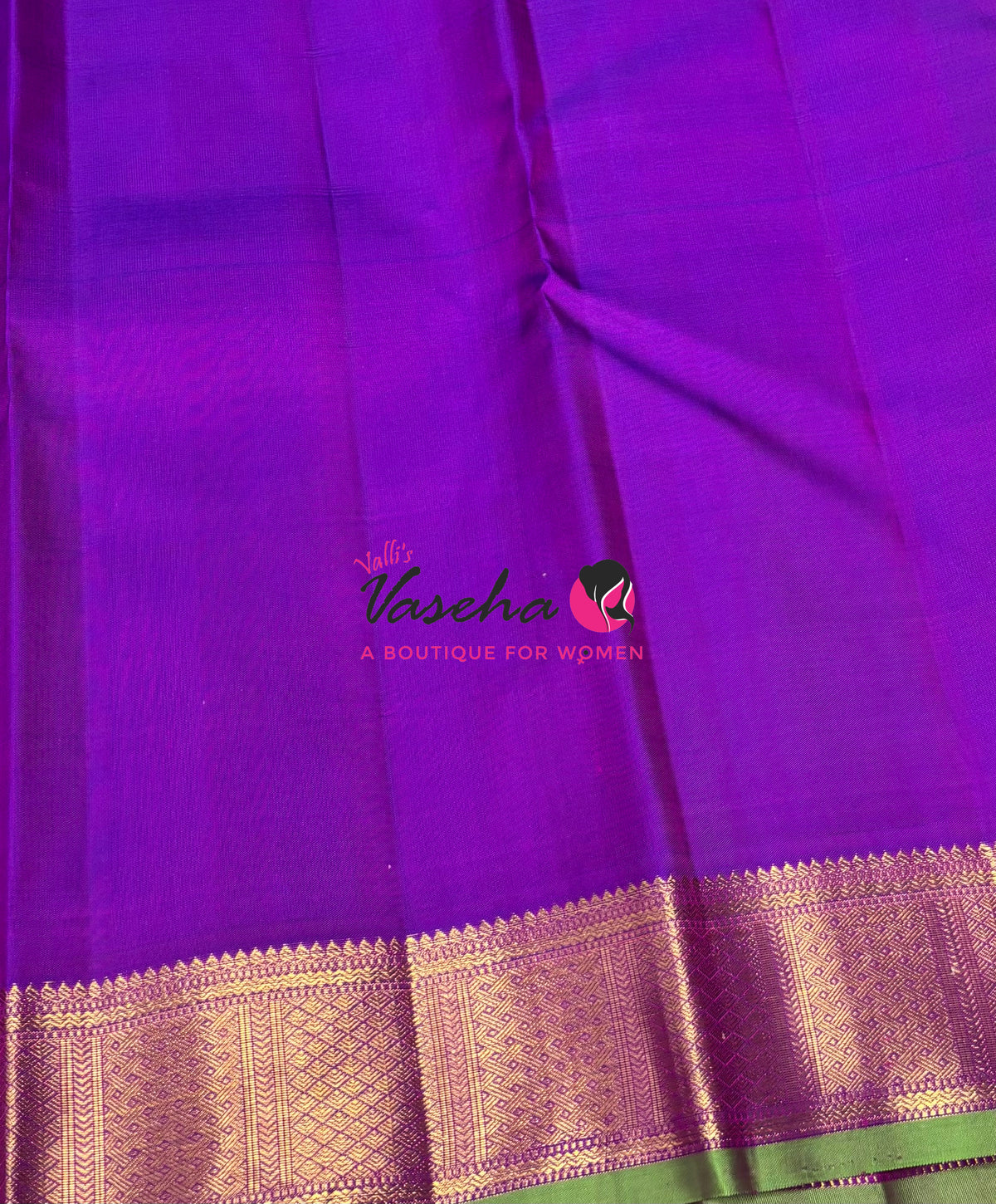 Pure Kanchipuram Silk Saree - Peach With Purple Combo - VVPS027