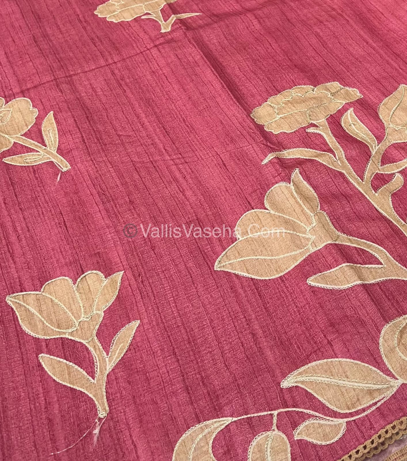 Semi Raw Silk with embroidery work - VVSRS001