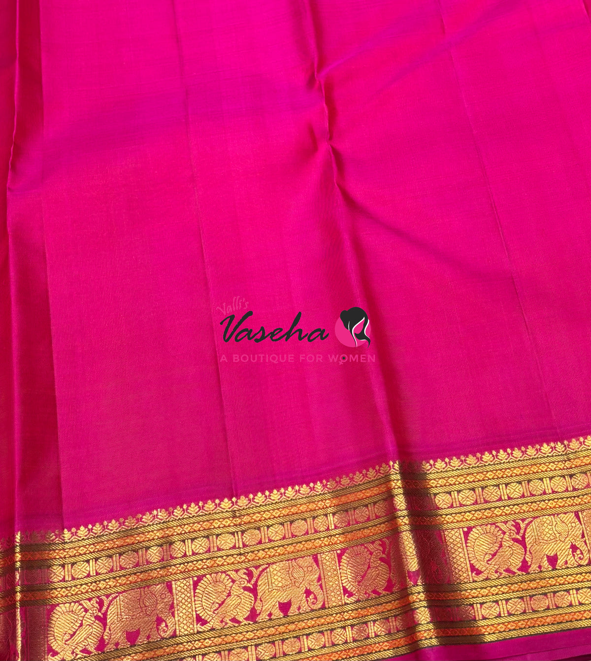 Pure Vintage Korvai Kanchipuram Silk Saree - Green With Pink - VVPS034