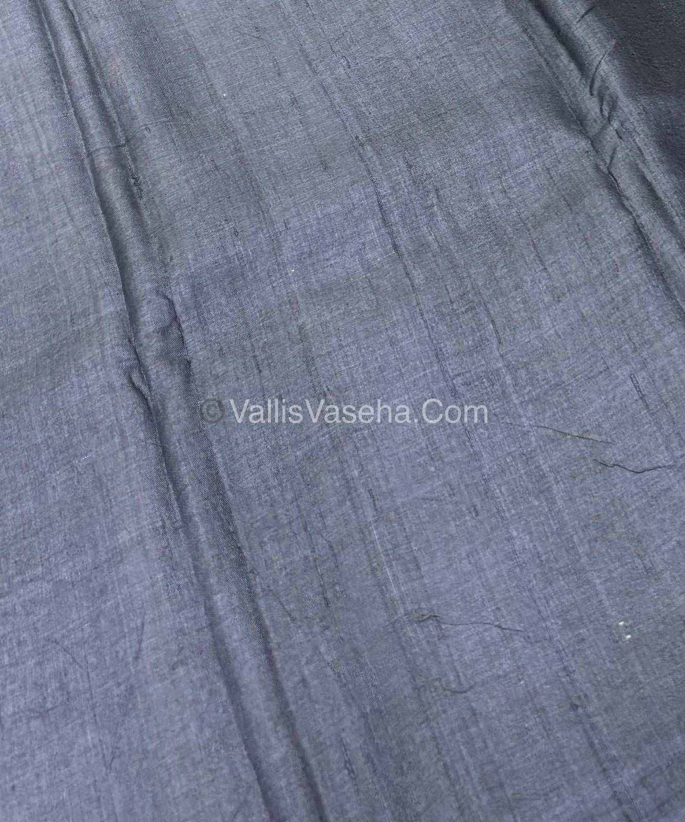 Pure Tussar Silk - Black With Black Shade - VVPTS001