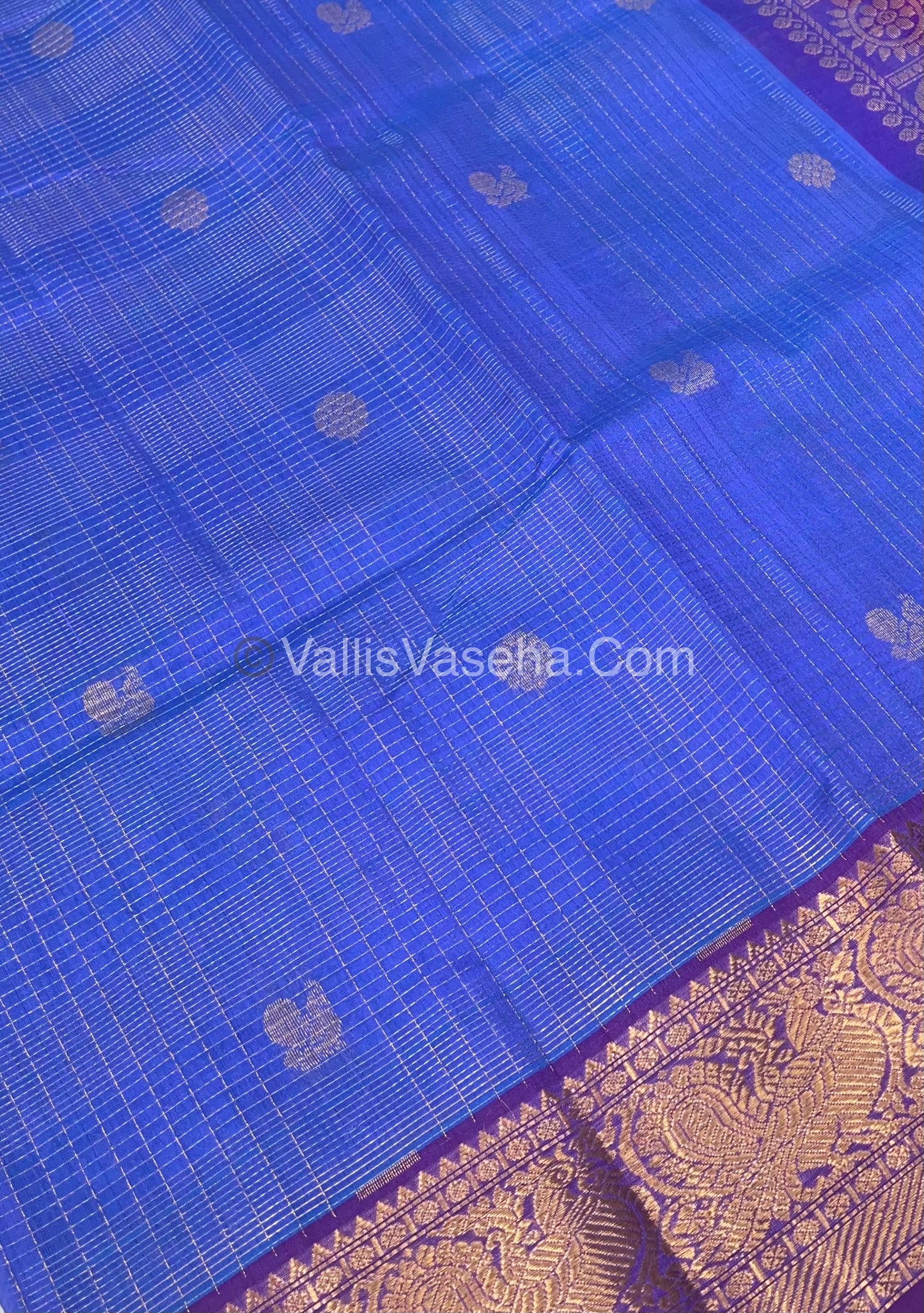 Pure Silk Cotton Saree - Vairavoosi checks - Mayil & Chakkaram - VVMCV002