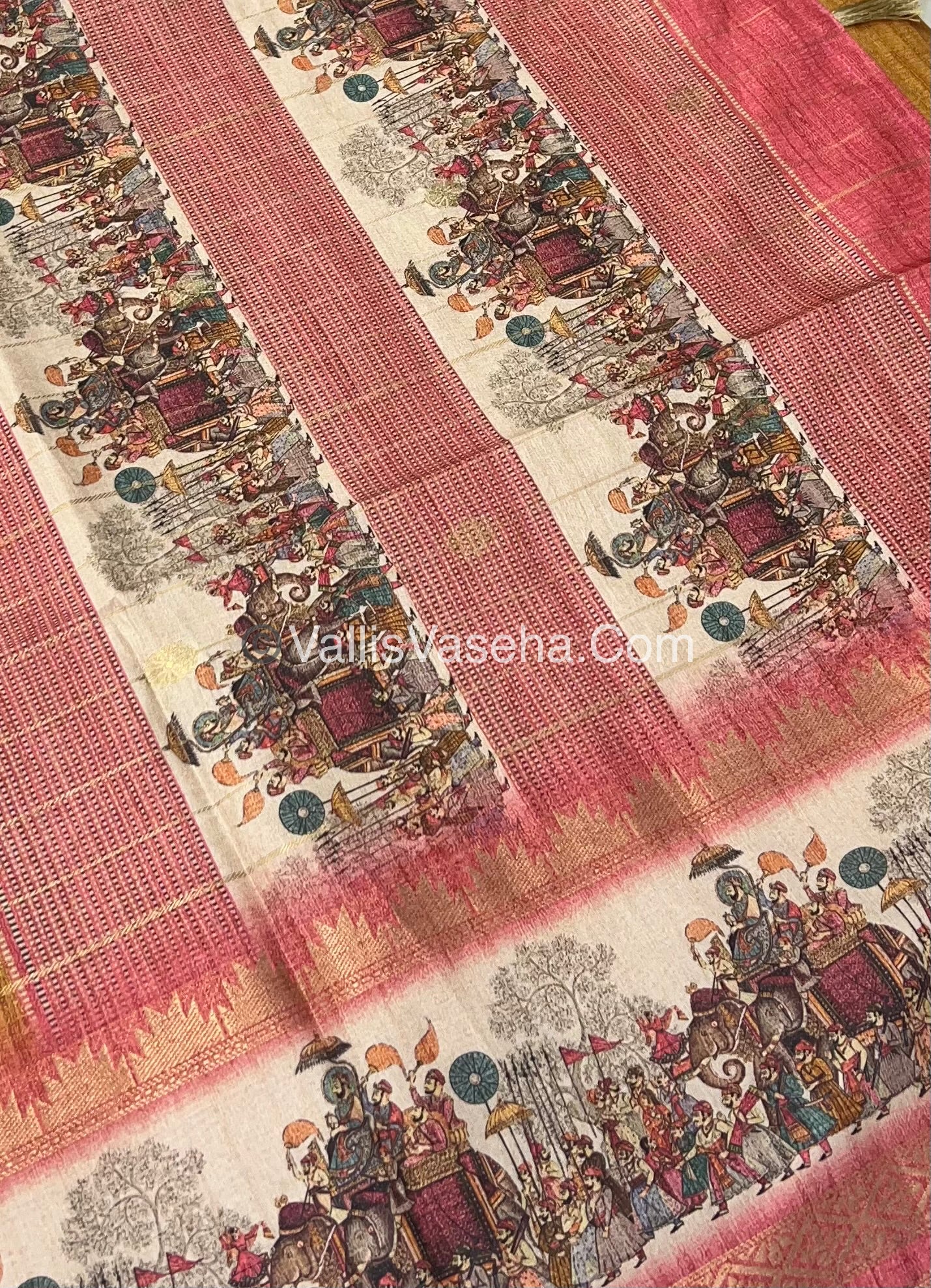 Semi Chanderi Saree - checks pattern - VVSCS004