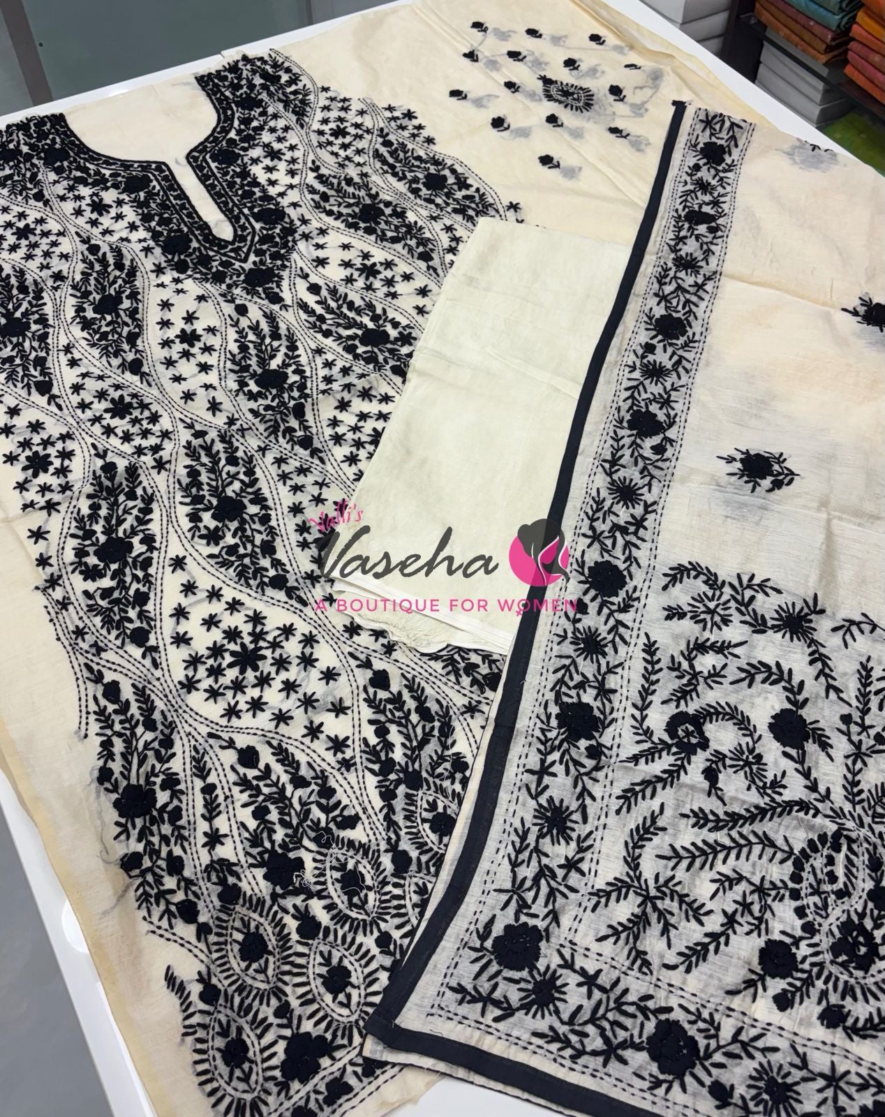 Unstitched Salwar Material | Semi Chanderi Cotton - VVUSM036