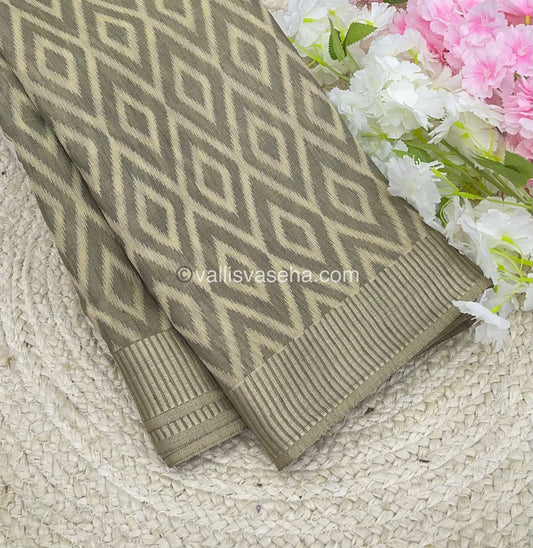 Semi Tussar Silk - Greenish Grey Shade - VVSTS004