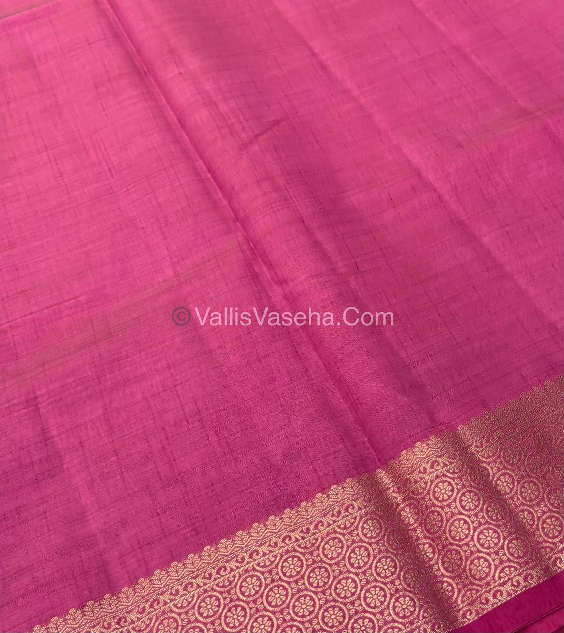 Semi Tussar Silk - Grand Pallu - Onion Pink Shade - VVSTS025