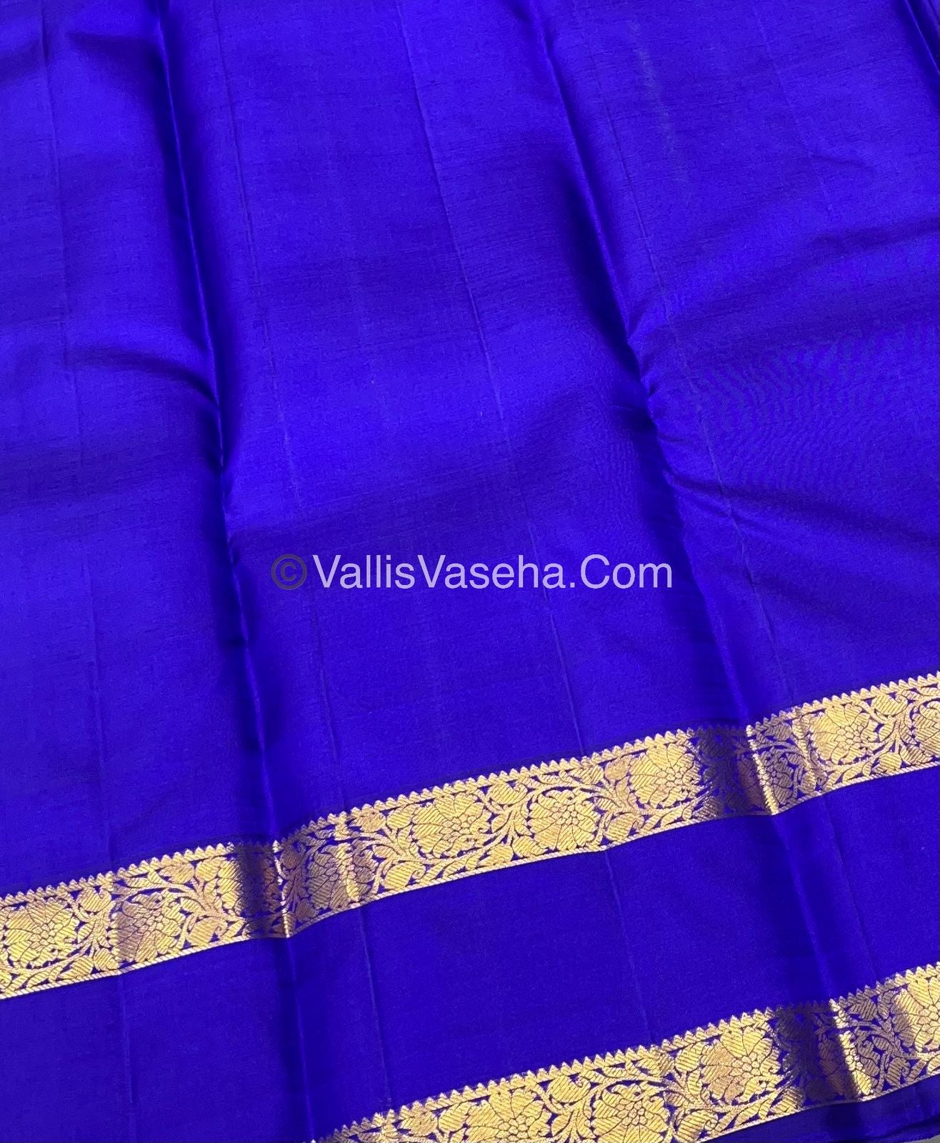 Pure Kanchipuram Silk Saree - Double Tone Peacock Bluish green with Blue Shade - VVPS014
