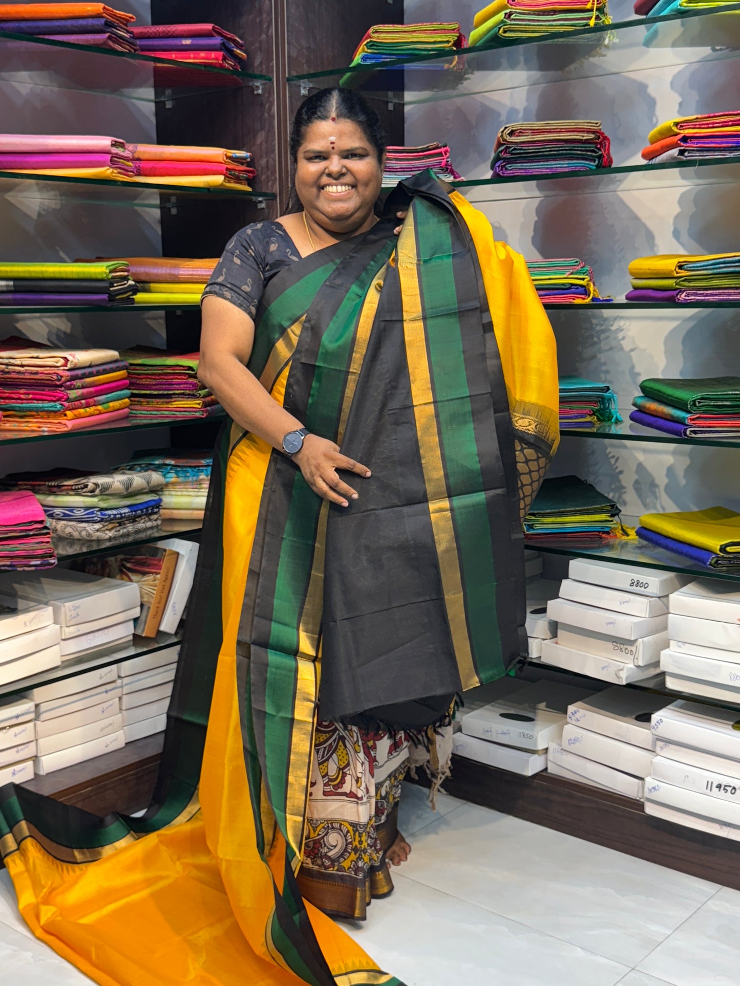 Pure Korvai Silk Cotton Saree - Temple border - VVKSC001