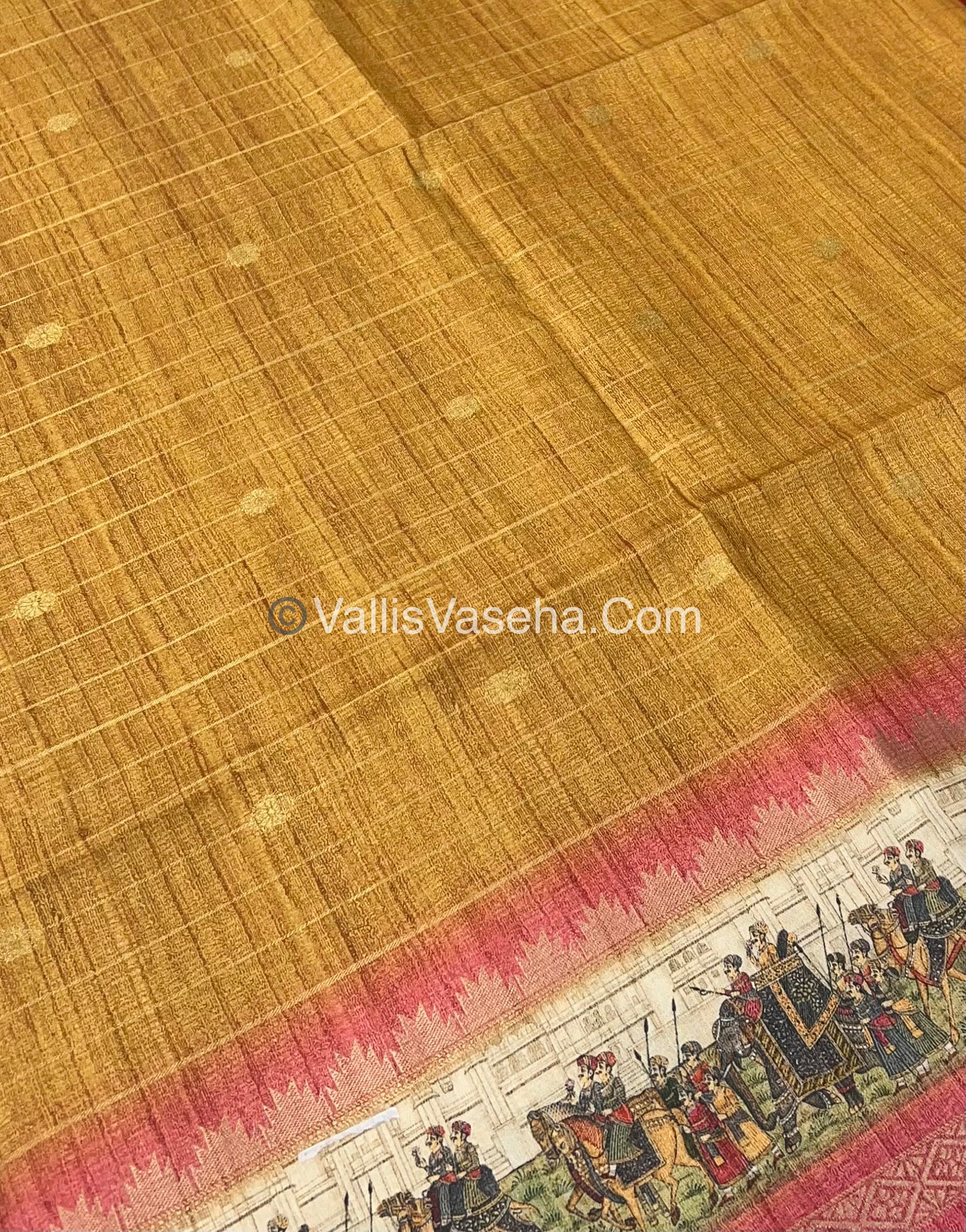 Semi Chanderi Saree - checks pattern - VVSCS004