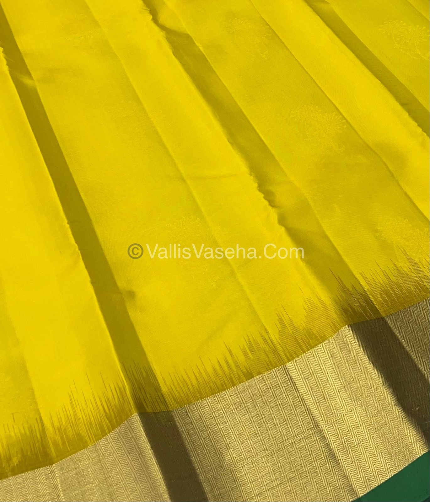 Pure Soft Silk Saree - Lemon Yellow & Green Combo - VVPSS036