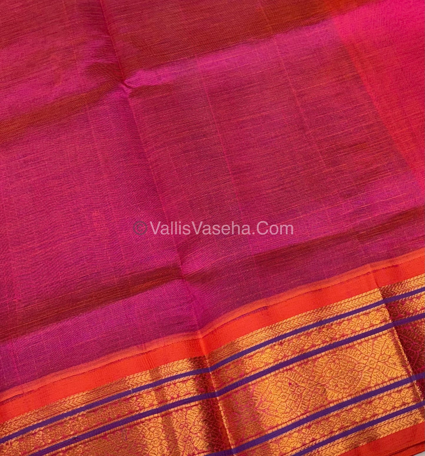 Pure Korvai Silk Cotton - Lavender with Peach - VVKSC029