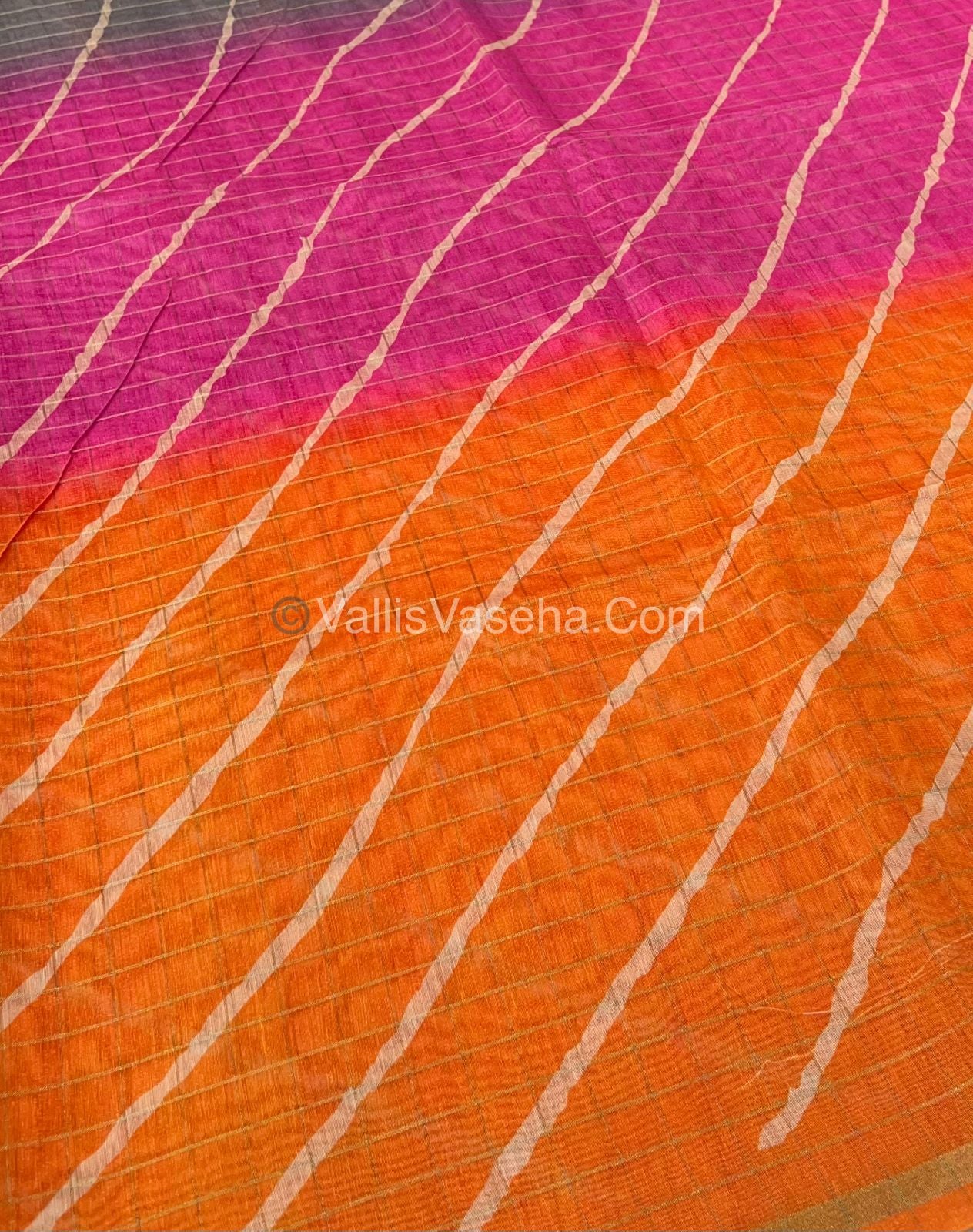 Semi Chanderi Saree - Fusion Of Bandhini & Madhubani- VVSCS002