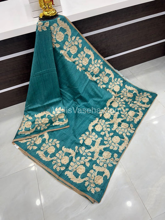 Semi Raw Silk with embroidery work - VVSRS001