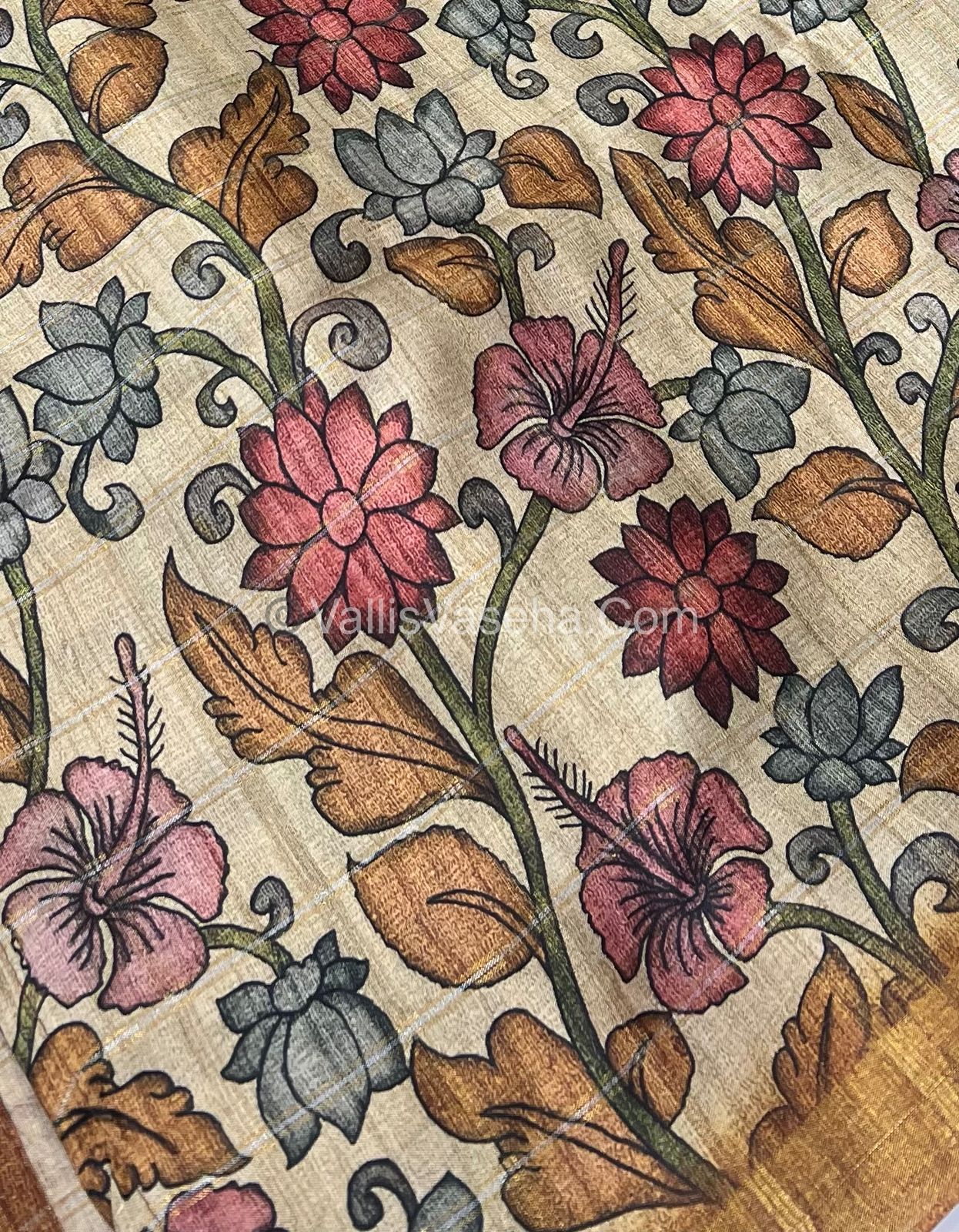 Semi Gicha Tussar Silk Saree - checks pattern - VVSGT001