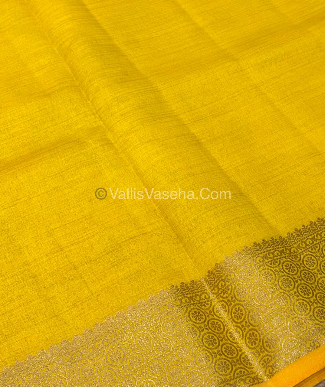 Semi Tussar Silk - Grand Pallu - Yellow Shade - VVSTS025
