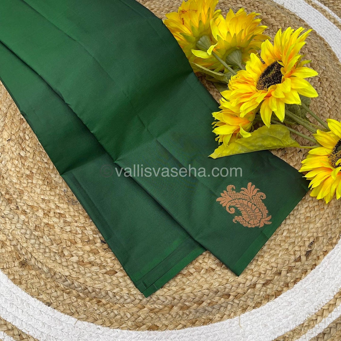 Half Mixed - Light Weight - Pure Soft Silk Saree - Dark Green - VVPSS024