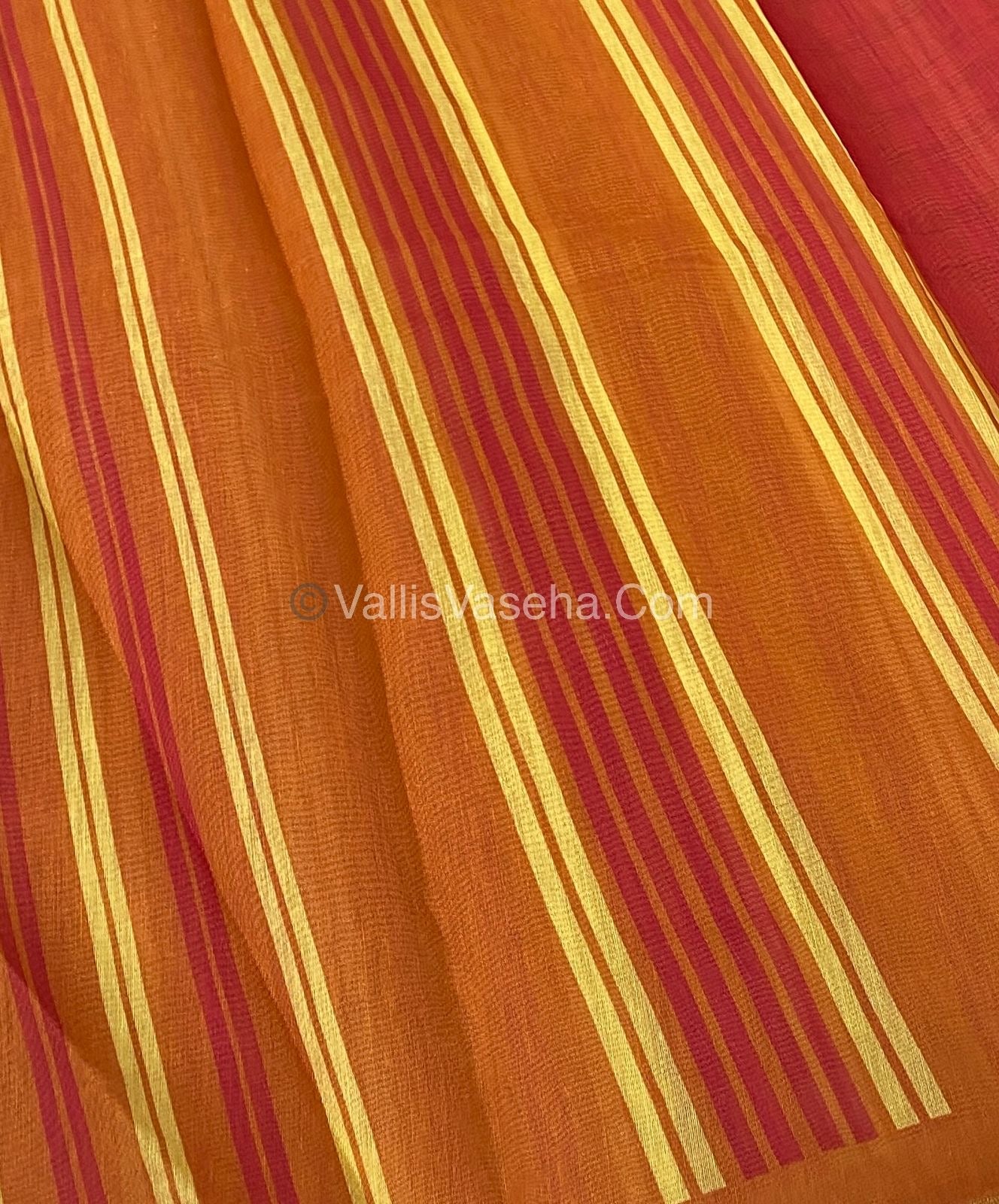 Semi Chanderi Saree - Red & Orange Combo - VVSCS003