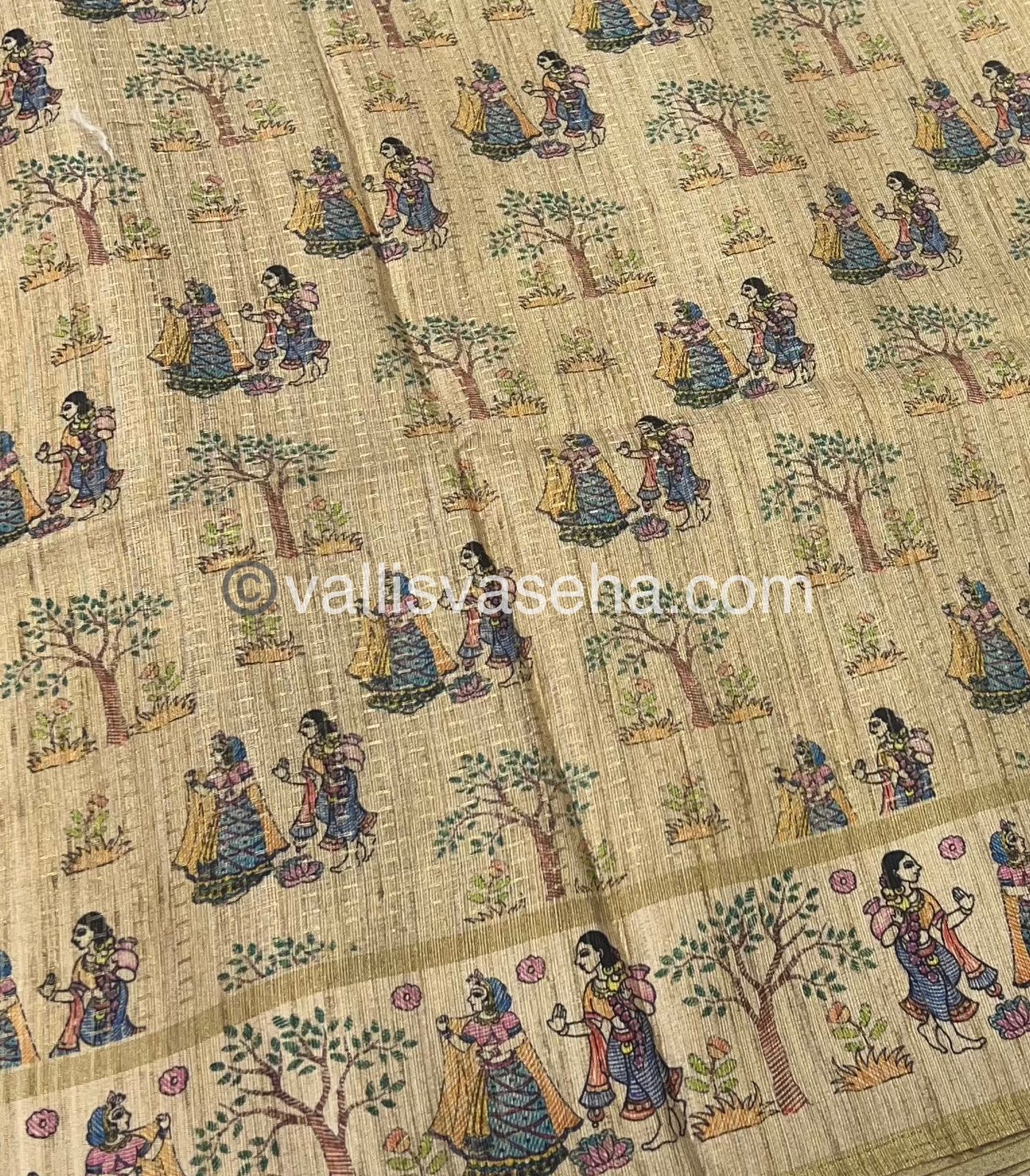 Semi Tussar Silk - Vairavoosi Design - Onion Pink & Cream Shade - VVSTS030