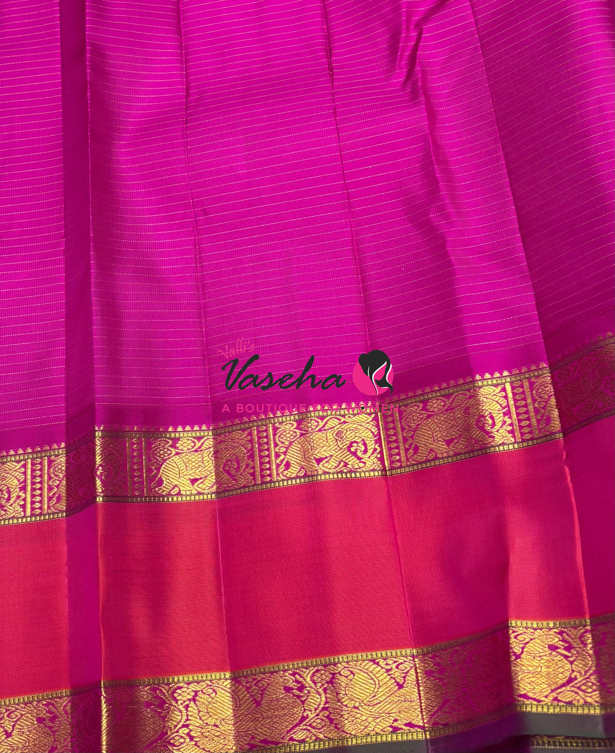 Pure Vintage Korvai Kanchipuram Silk Saree - Green With Pink - VVPS071