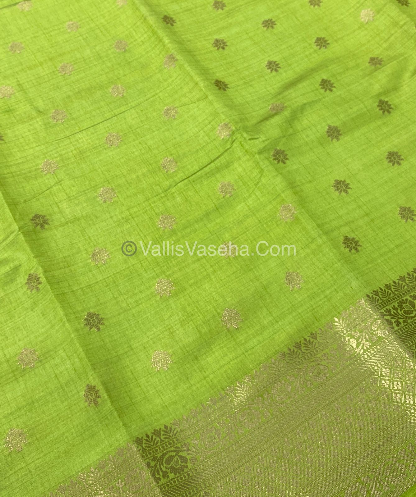 Semi Tussar Silk - Pista Green Shade - VVSTS014