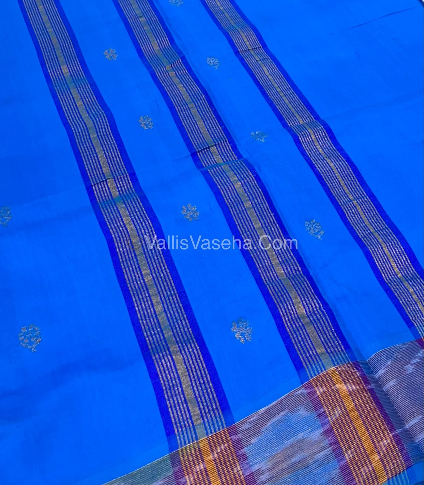 Semi Silk Cotton Saree - Blue & Blue - VVSSC001