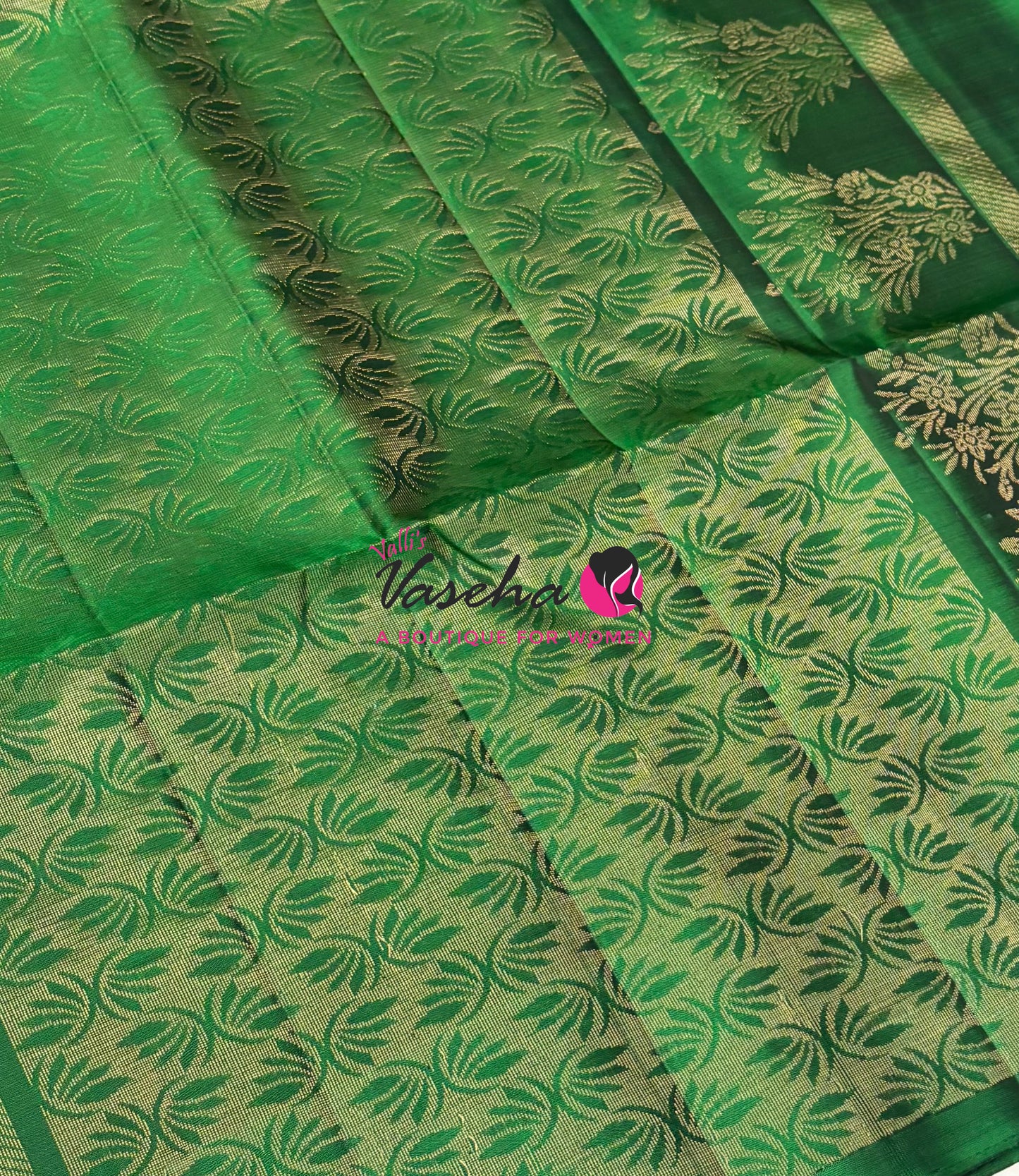 Pure Soft Silk Saree - Vairavoosi Pattern - Mustard Green With Green - VVPSS095